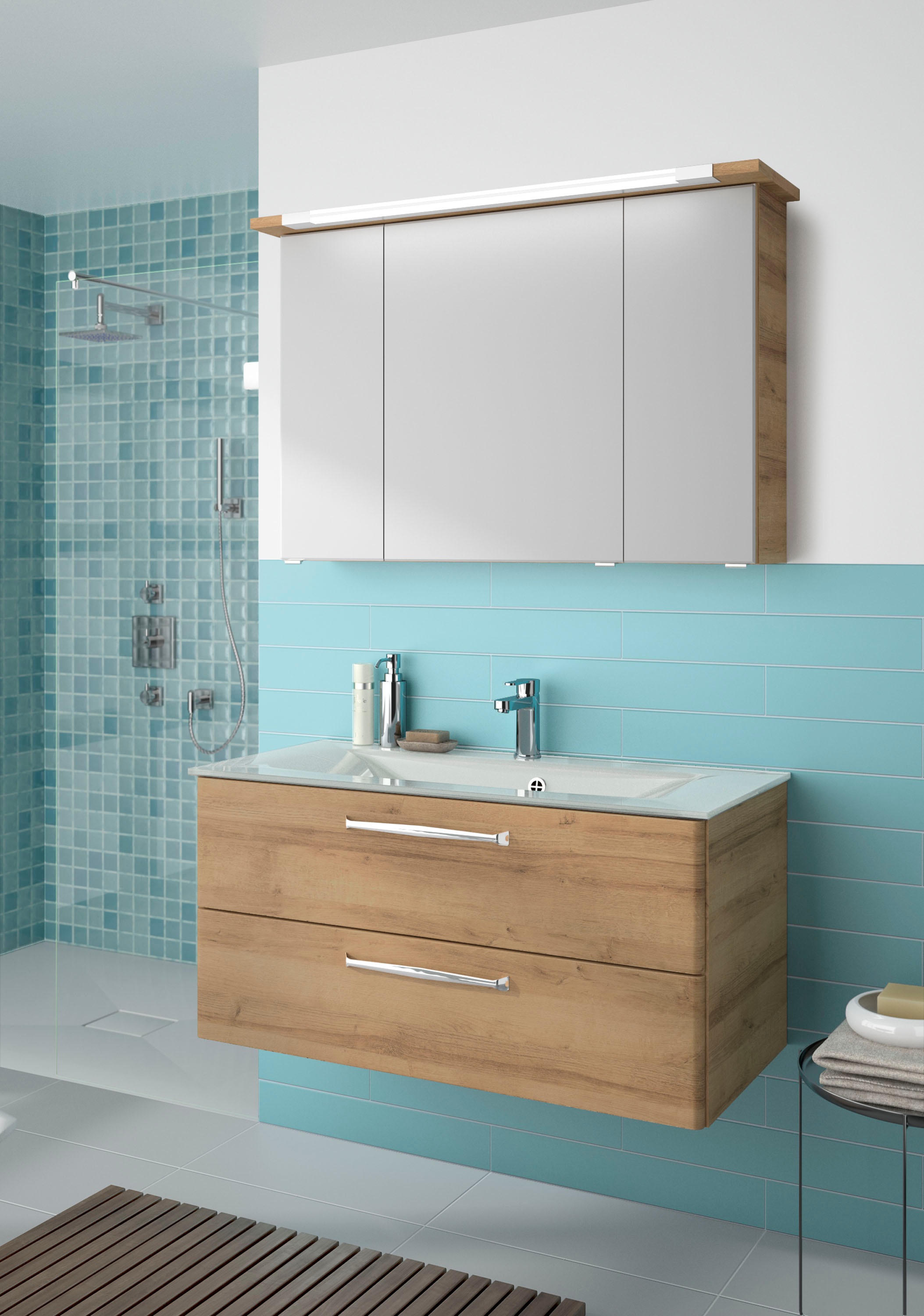 Saphir Badmöbel-Set »Trentino 2-teilig Glas-Waschtisch, Spiegelschrank mit günstig online kaufen