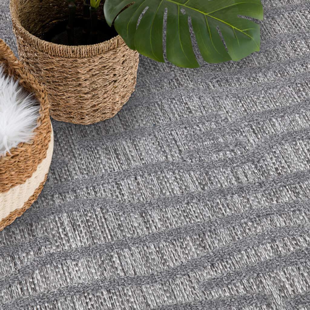 Carpet City Teppich »In-& Outdoorteppich Santorini 450, 3D-Effekt, Gestreift«, rund, 5 mm Höhe, Wetterfest & UV-beständig für Terrasse, Balkon, Küche, Flur