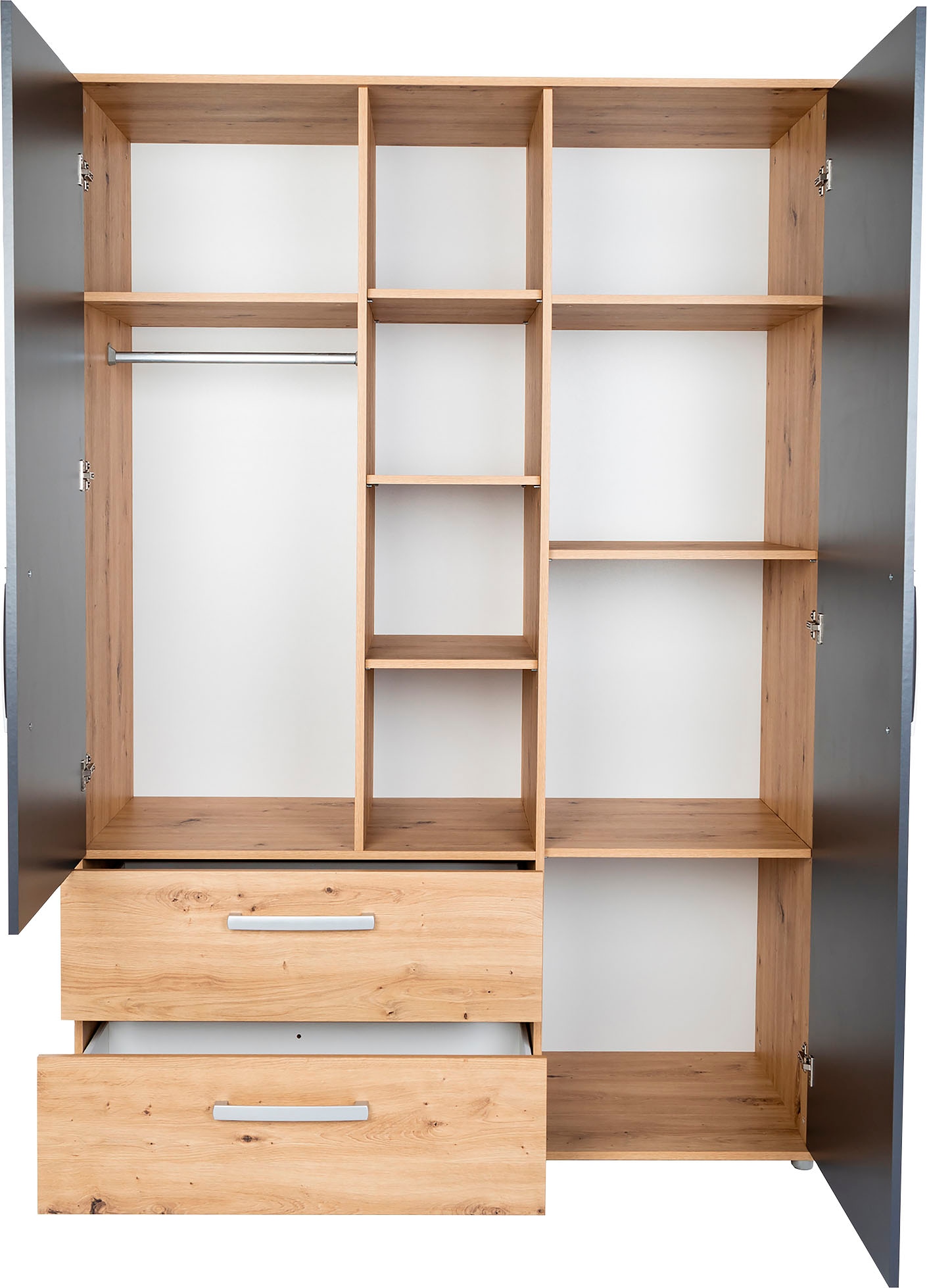 arthur berndt Jugendzimmer-Set »Alessio«, (Set, 4 tlg., Kleiderschrank mit Schubfächern, Regalelement, geräumiger Auszug), mit Melamin-Oberfläche