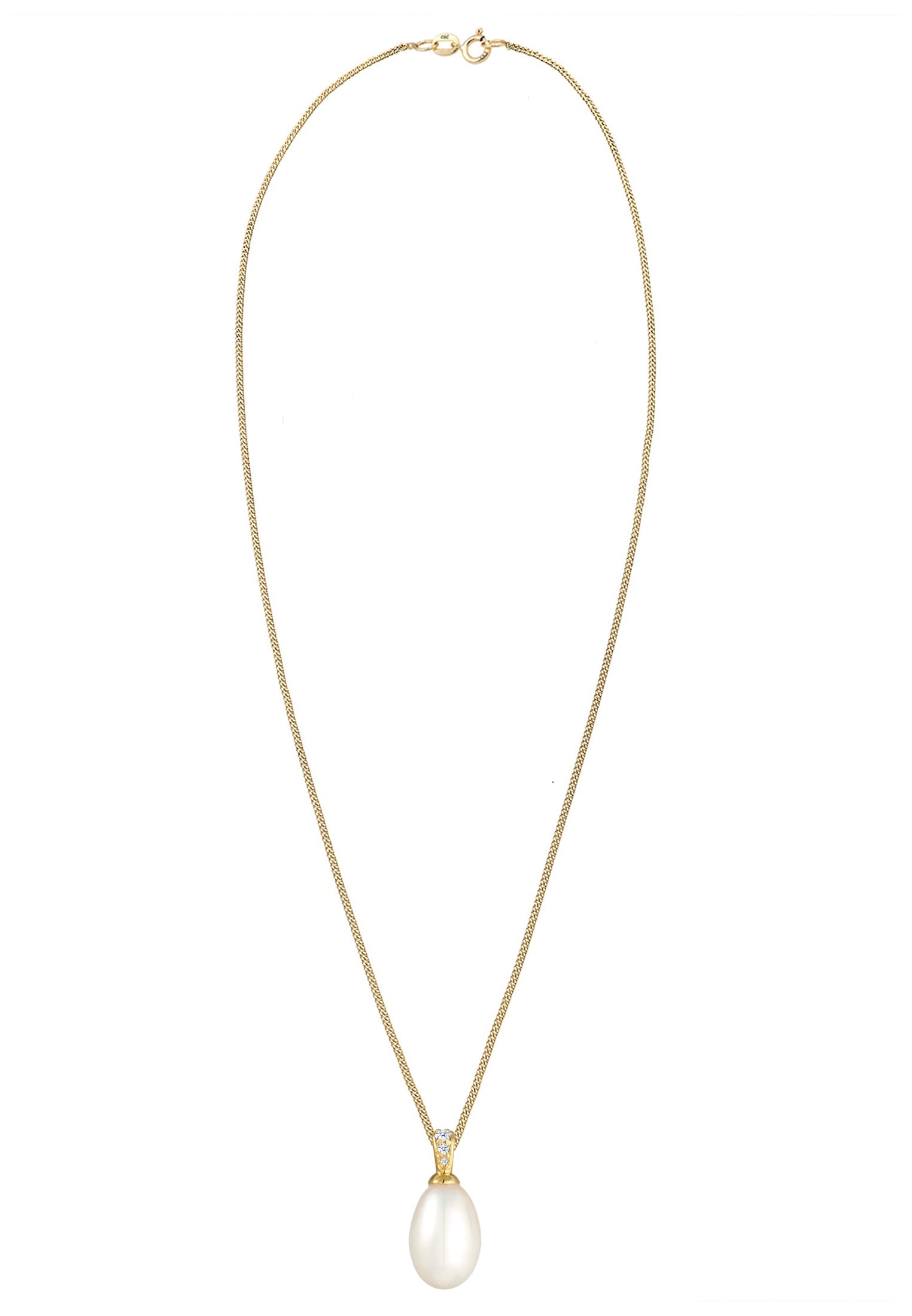 Elli DIAMONDS Collierkettchen »Süßwasserzuchtperle Diamant (0.05 ct) 585 Gelbgold«