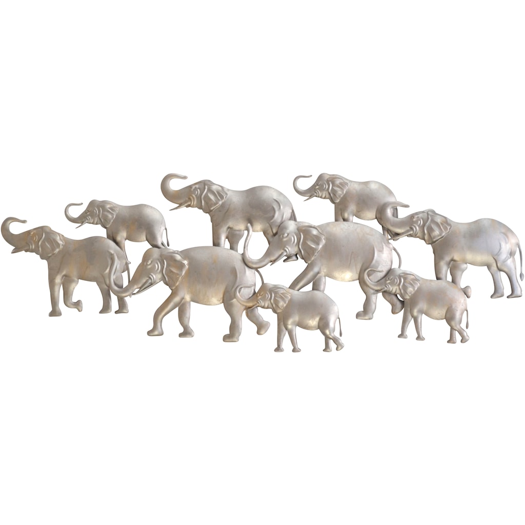 HOFMANN LIVING AND MORE Wanddekoobjekt »Elefantenfamilie, silber«