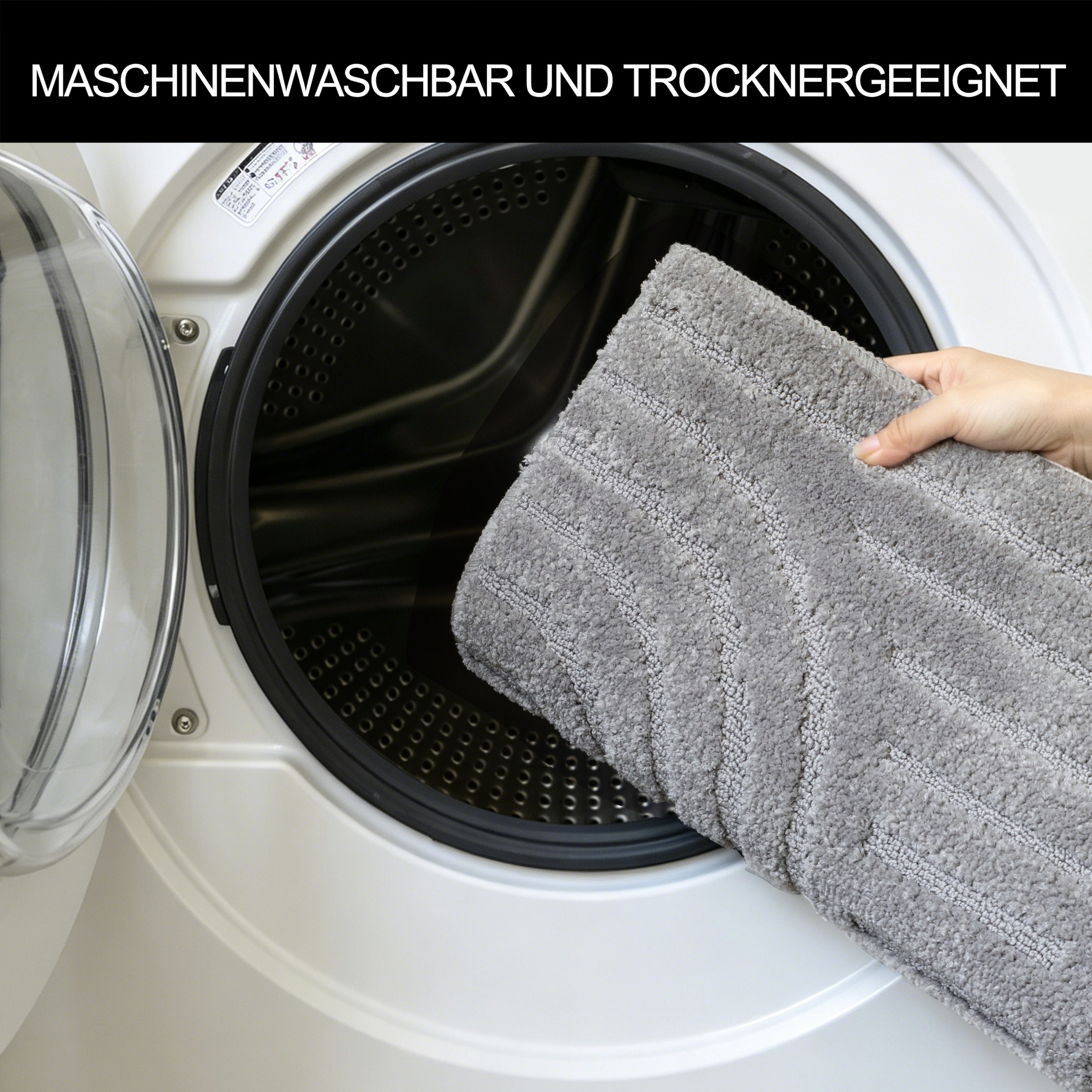 OTTO home Badematte »Zen, Badvorleger, Badezimmer Teppich, Duschvorleger« Höhe 10 mm rutschhemmend beschichtet fußbodenheizungsgeeignet | schnell trocknend Uni Farben, Hoch-Tief-Effekt, modernes Muster, Zen
