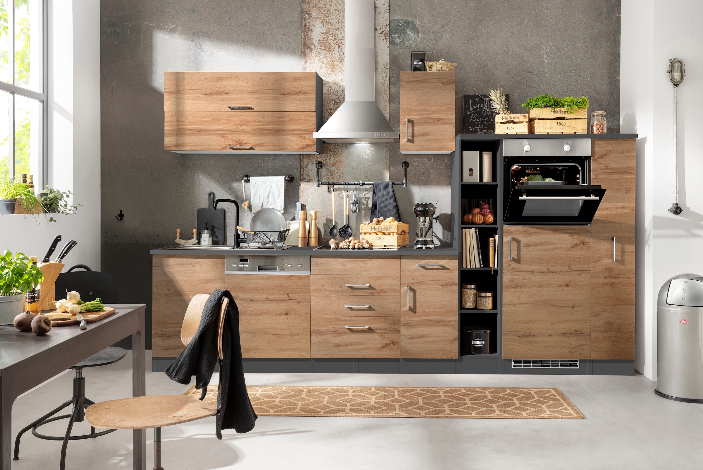 KOCHSTATION Küchenzeile »KS-Colmar«, ohne E-Geräte, Breite 330 cm