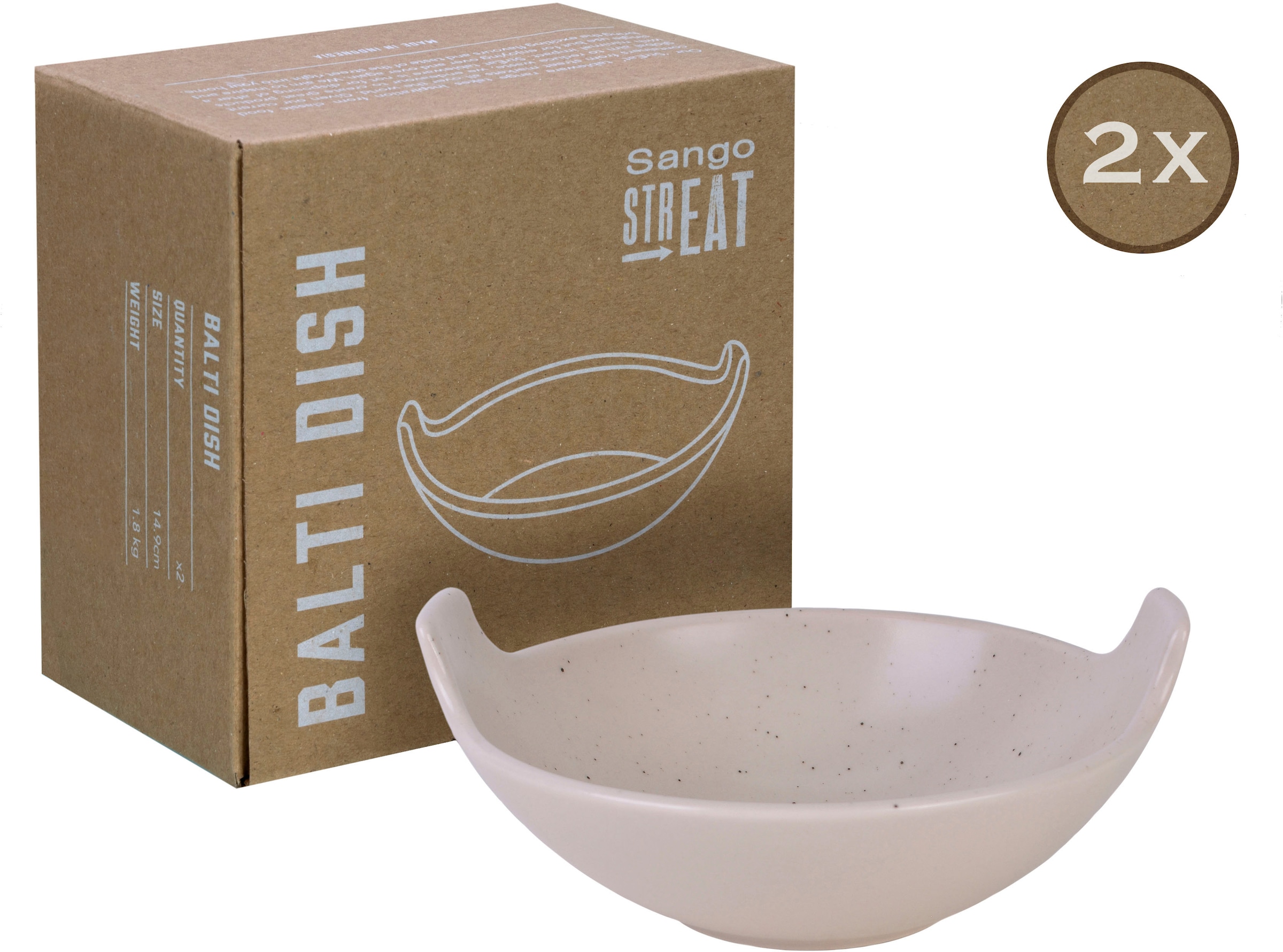 CreaTable Servierschale »Balti Dish«, 2 tlg., aus Steinzeug, Dipschale, Müslischale, Snackschale, Topaktueller „Streat Food“ Trend