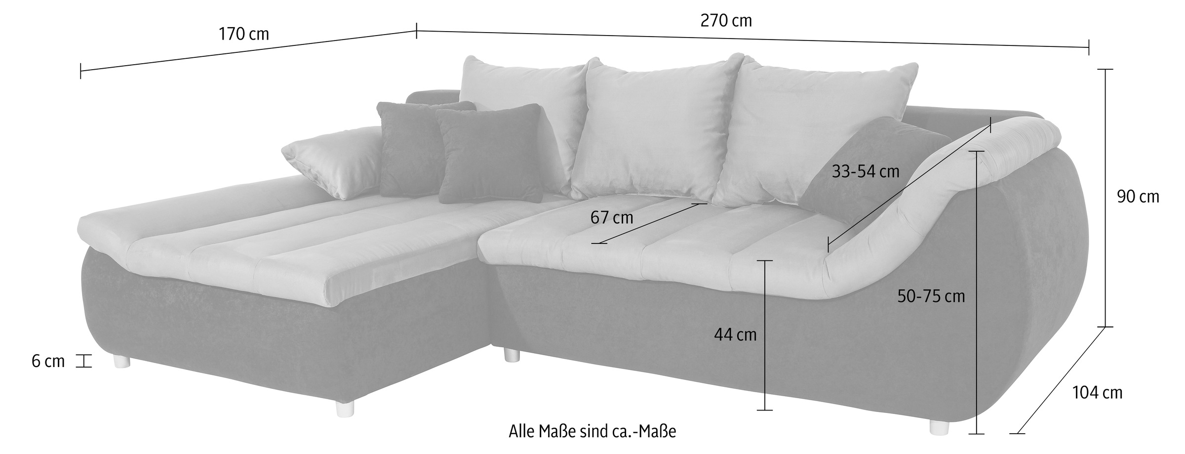 Home affaire Ecksofa »Imolla modern, Breite 270cm, bequem, aktuelle Steppun günstig online kaufen