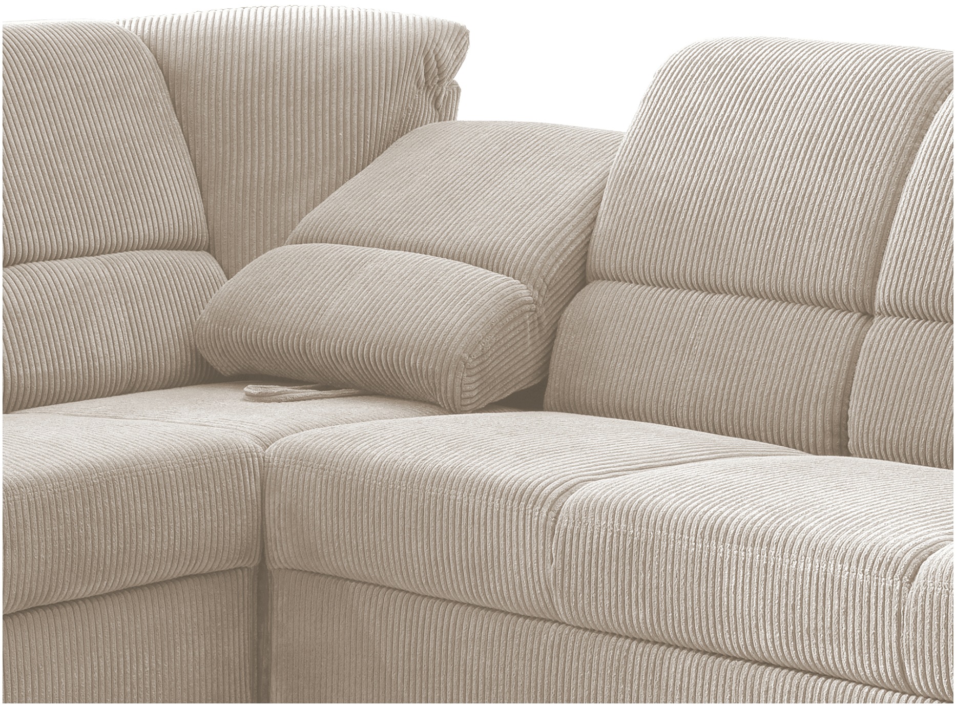 Home affaire Ecksofa »Pisa L-Form, mit Schlaffunktion, Stauraum, 2x höhenverstellbare«, Kopfstützen und Relaxfunktion im Eckelement