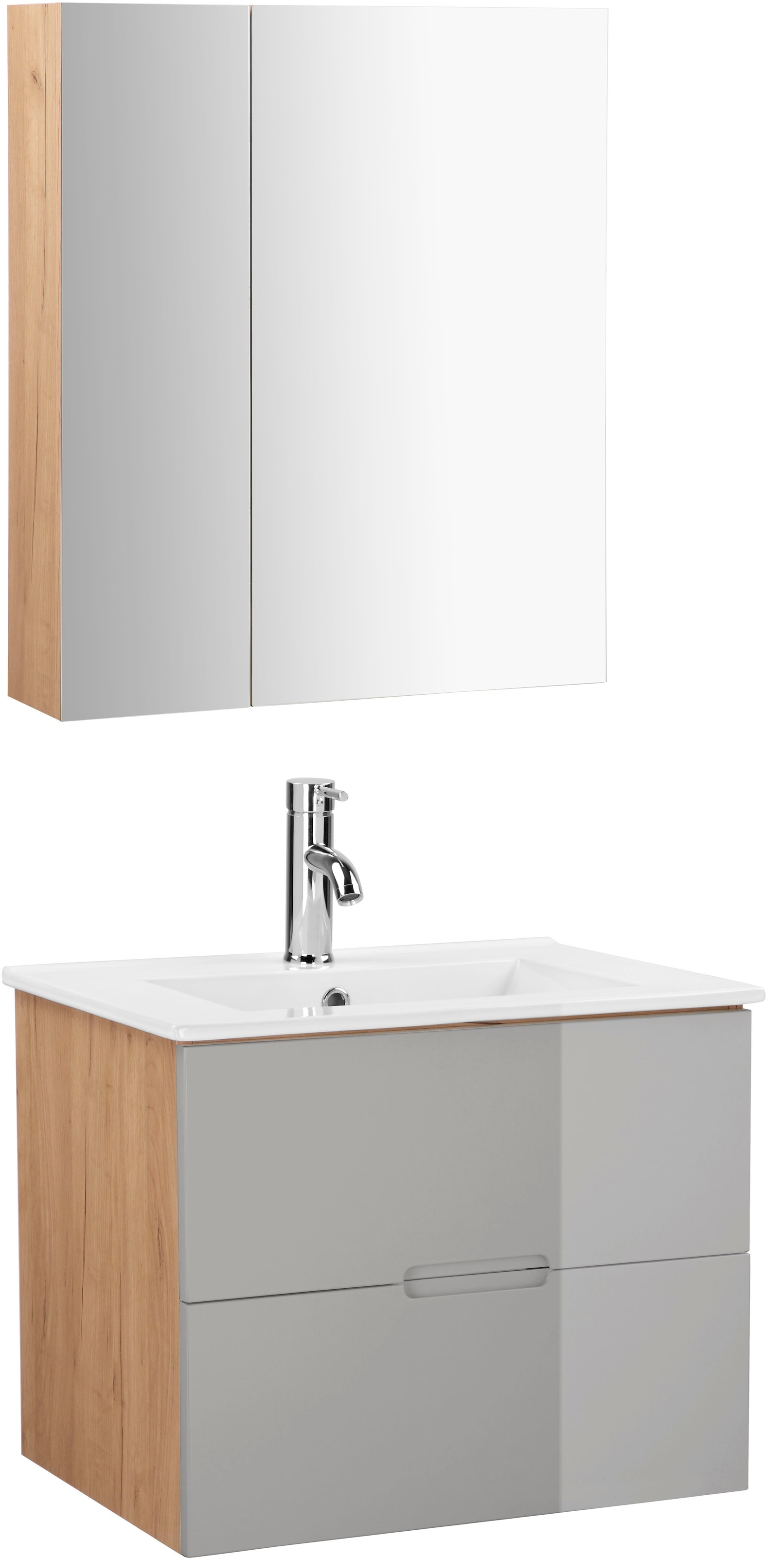 andas Badmöbel-Set (Komplett-Set), 60cm Badezimmerset«, online Spiegelschrank, und bestellen »Lund Badschrank Breite Waschbecken Badmöbel Set Waschtisch