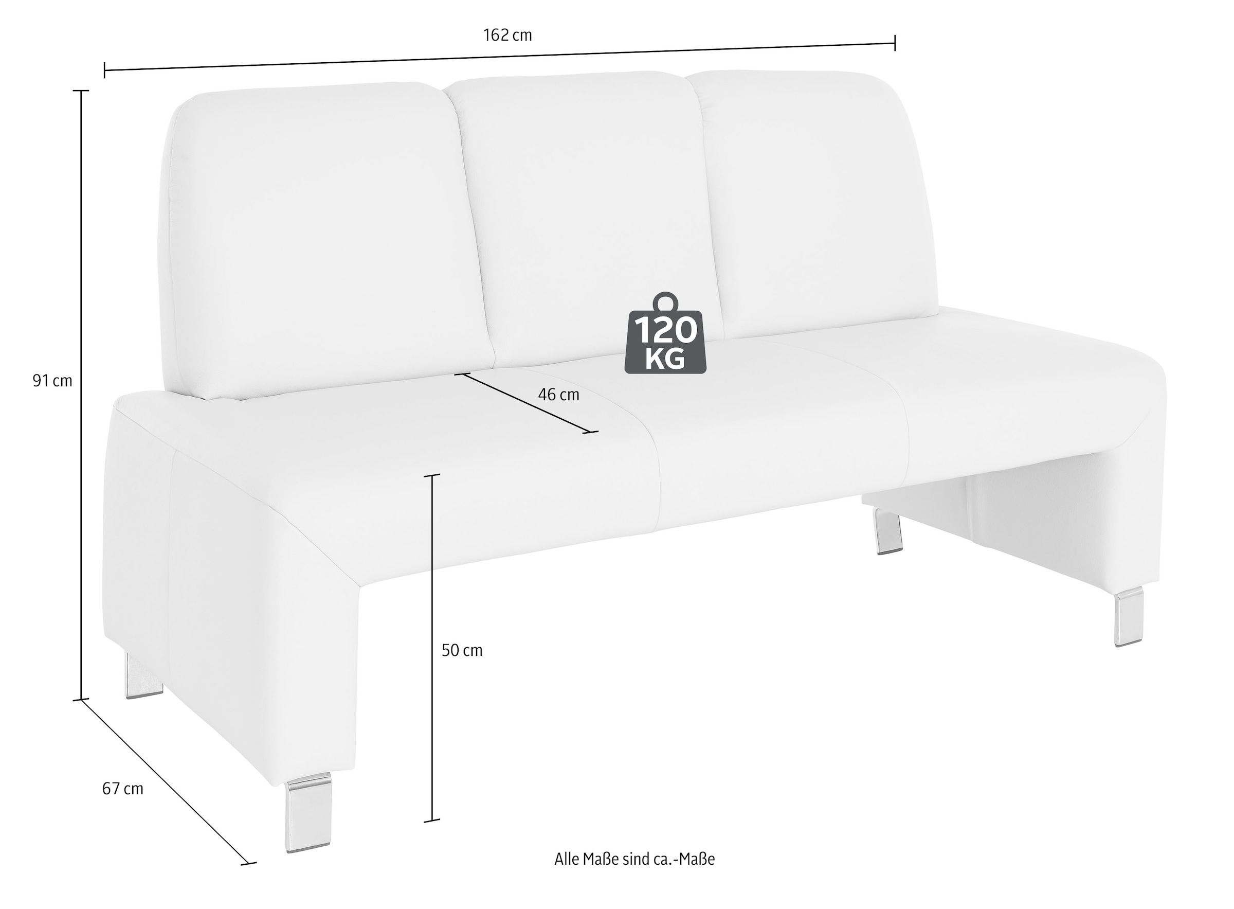 exxpo - sofa fashion Polsterbank »Intenso, Sitzbank, Breite 162 cm, wahlweise in Leder oder Textil«, hohe Bodenfreiheit, frei im Raum stellbar, hoher Sitzkomfort