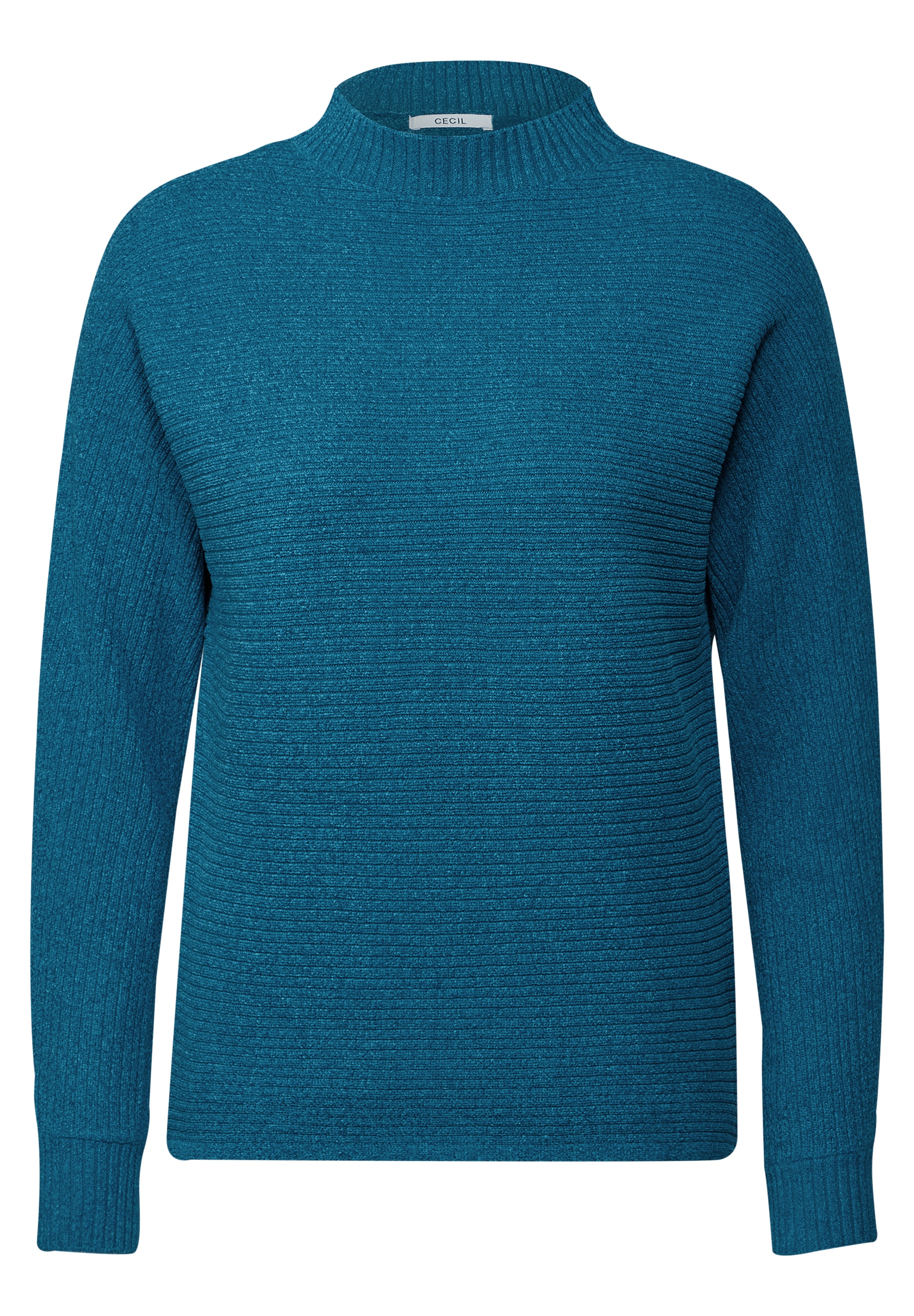 Cecil Stehkragenpullover, in melierter Optik aus softem Rippstrick