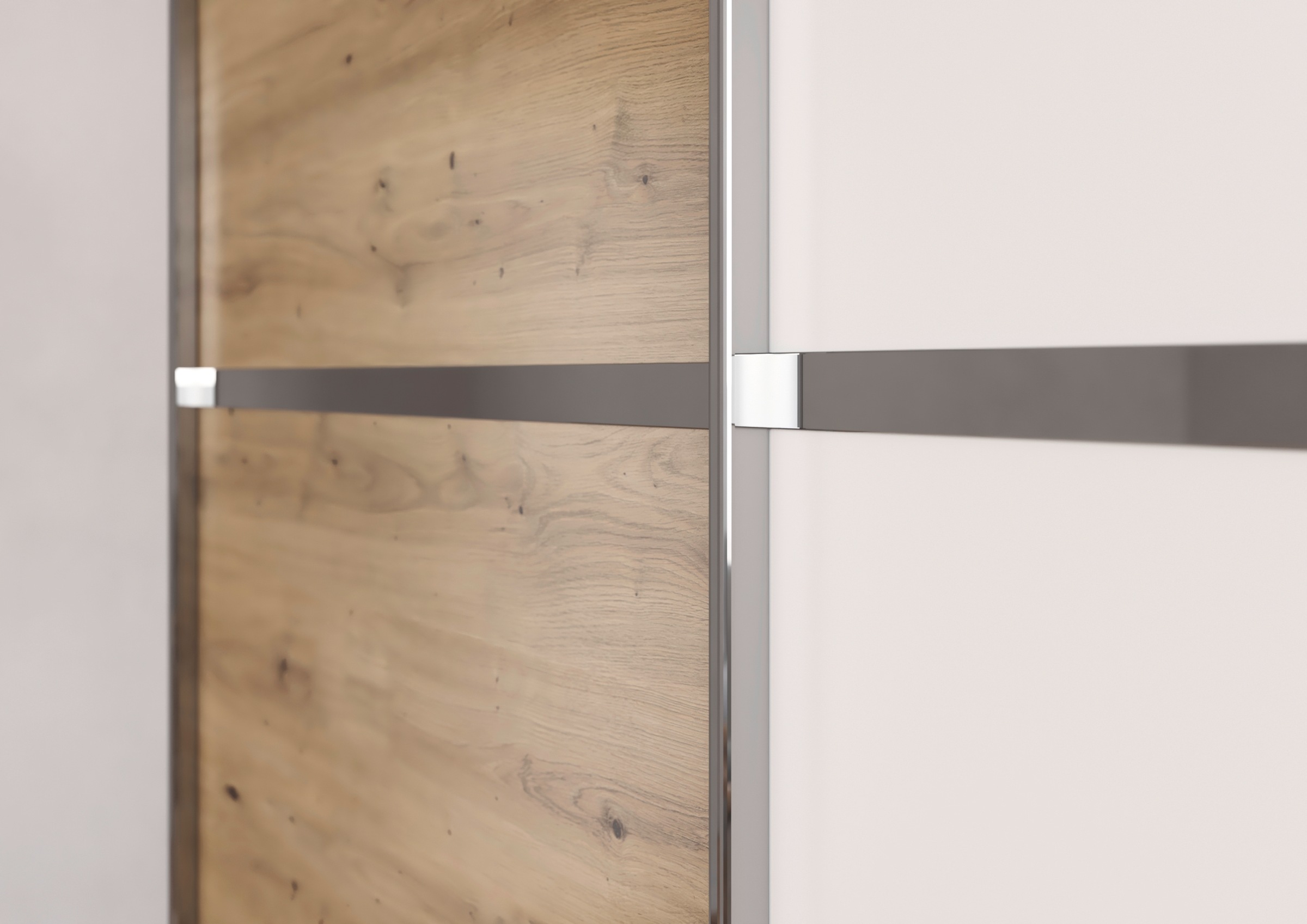rauch Kleiderschrank »Schwebetürenschrank OTTO´s Choice Garderobe Schrank TOP ANGEBOT Avola«, (in 3 verschiedenen Ausstattungen BASIC/CLASSIC/PREMIUM), mit eleganten Zierleisten in Chrom, Schwarz oder Weiß MADE IN GERMANY