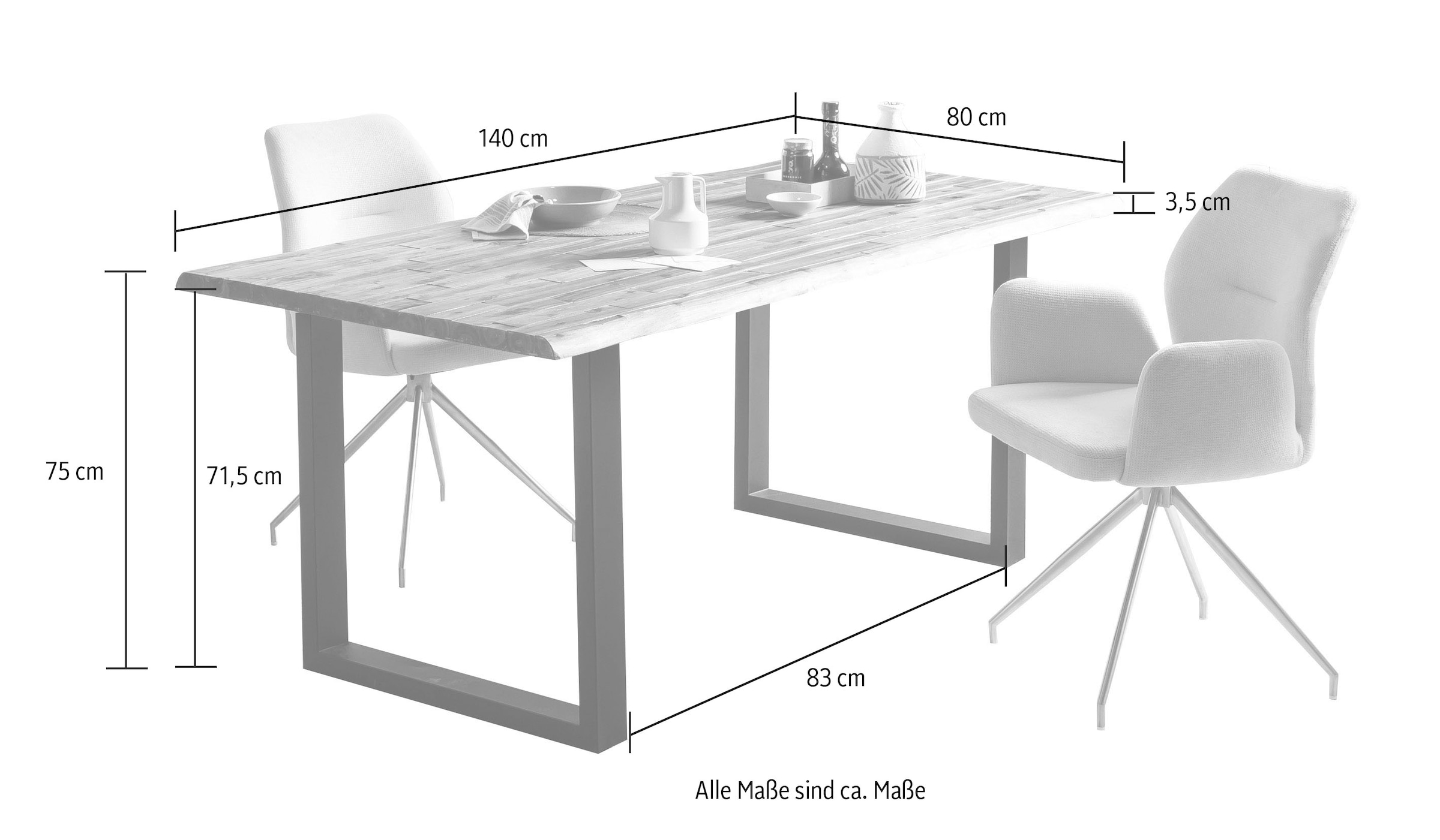 SalesFever Esstisch, Tischplatte 2-fach lackiert