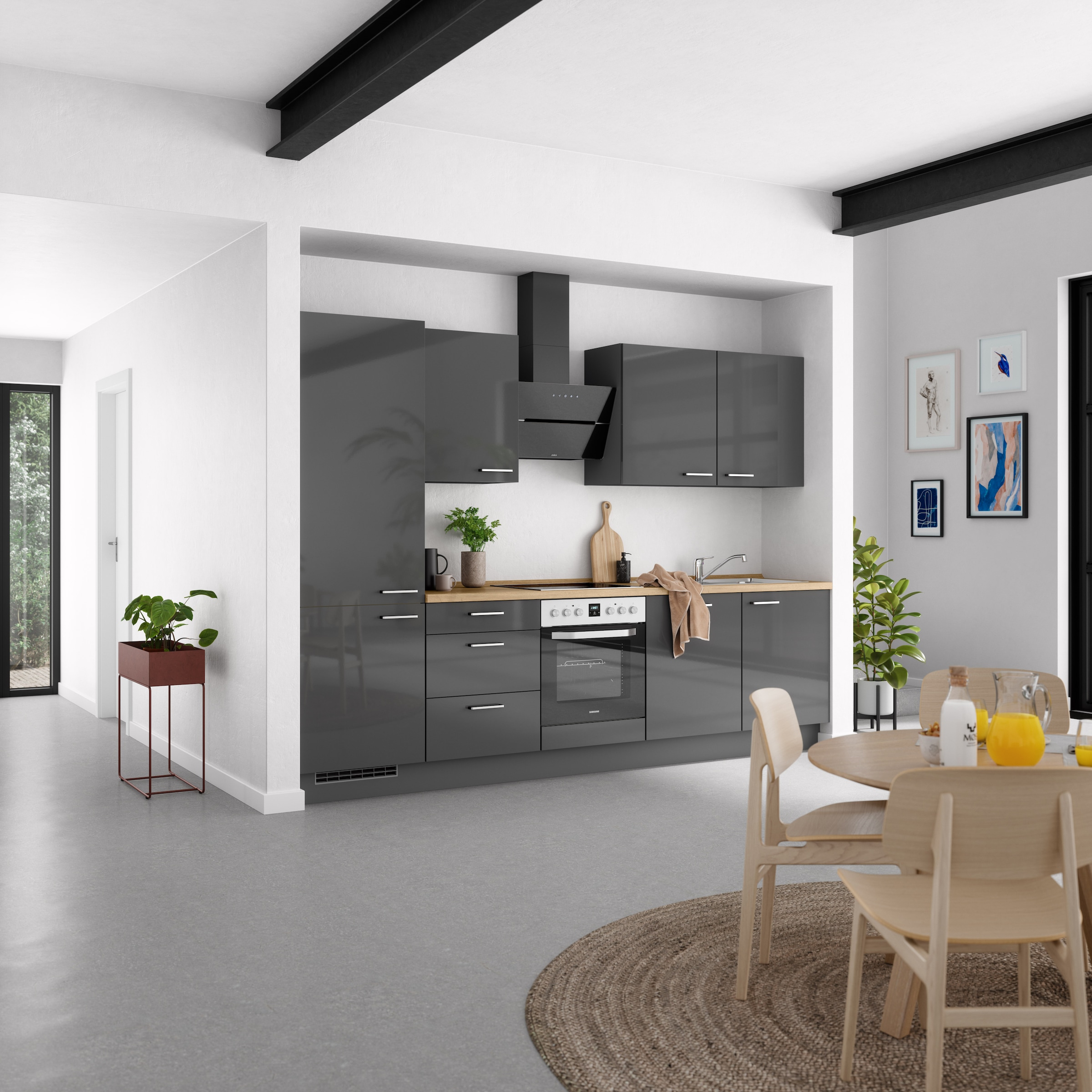 nobilia® Küchenzeile »"Flash II"«, vormontiert, Ausrichtung wählbar, Breite 300 cm, wahlw. mit E-Geräten