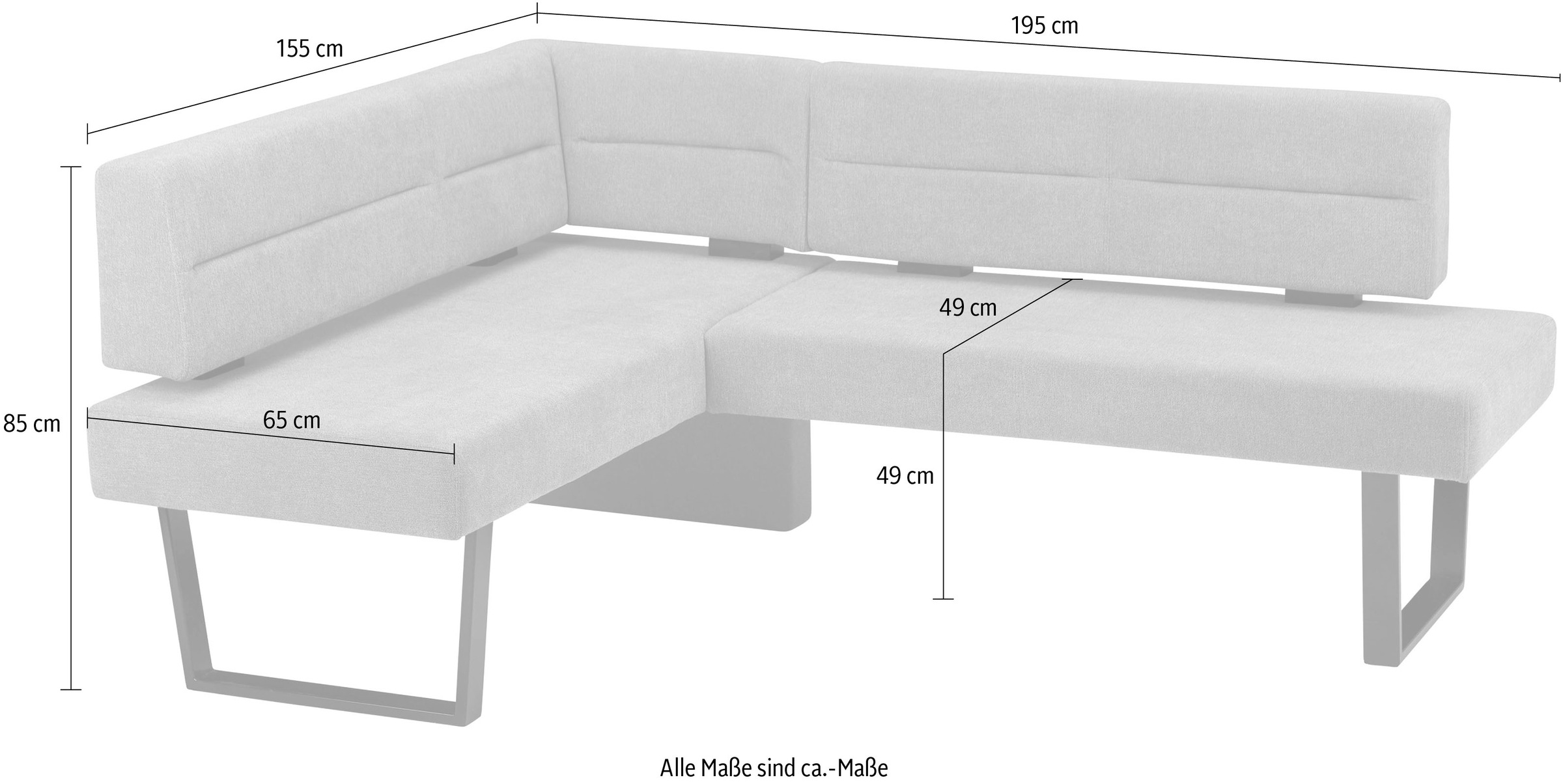 massivline&more Eckbank "Martina" modernes Design, Gestell aus massivem Met günstig online kaufen