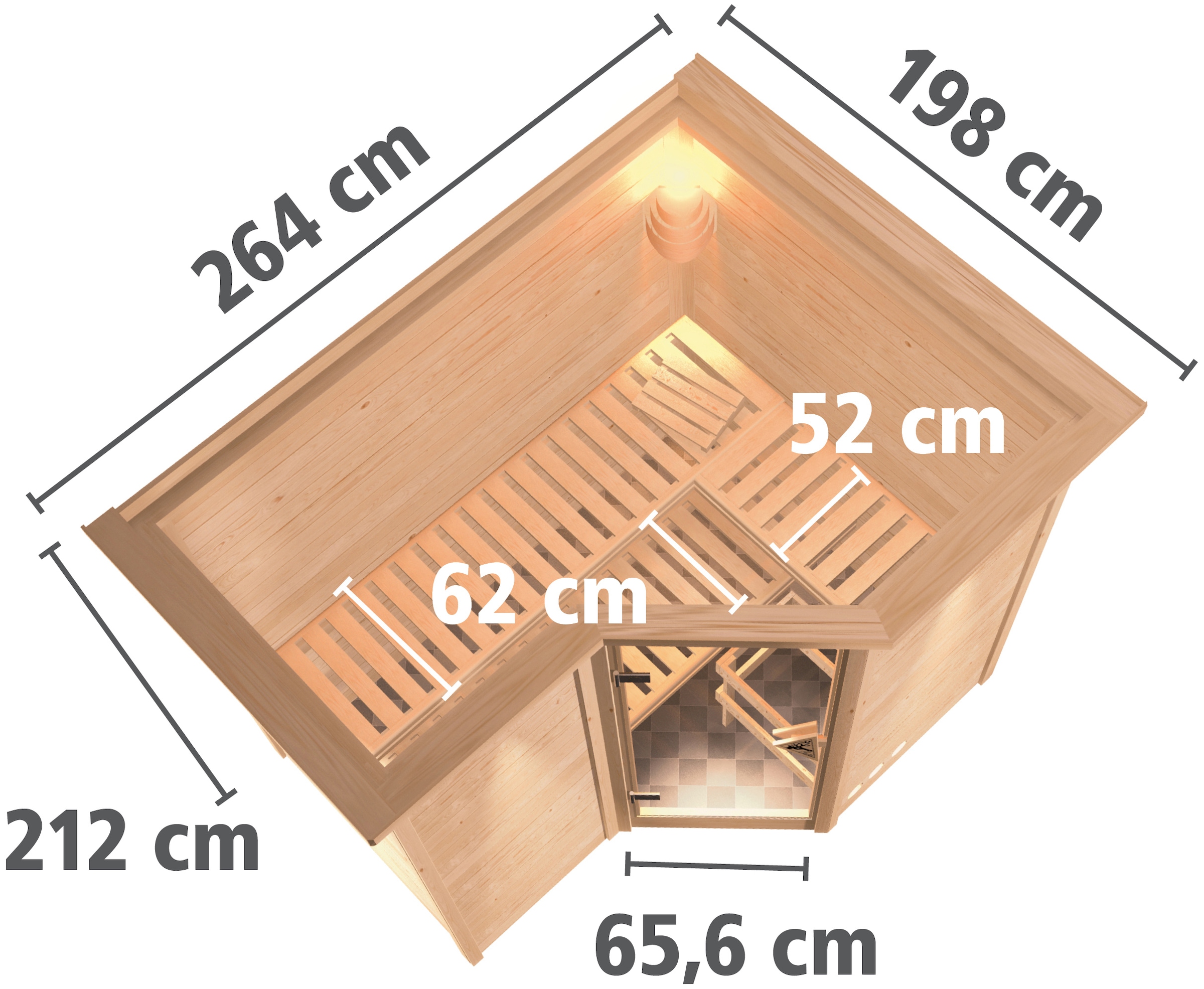 Karibu Sauna »Sanna 2«, 9-kW-Bio-Ofen mit externer Steuerung