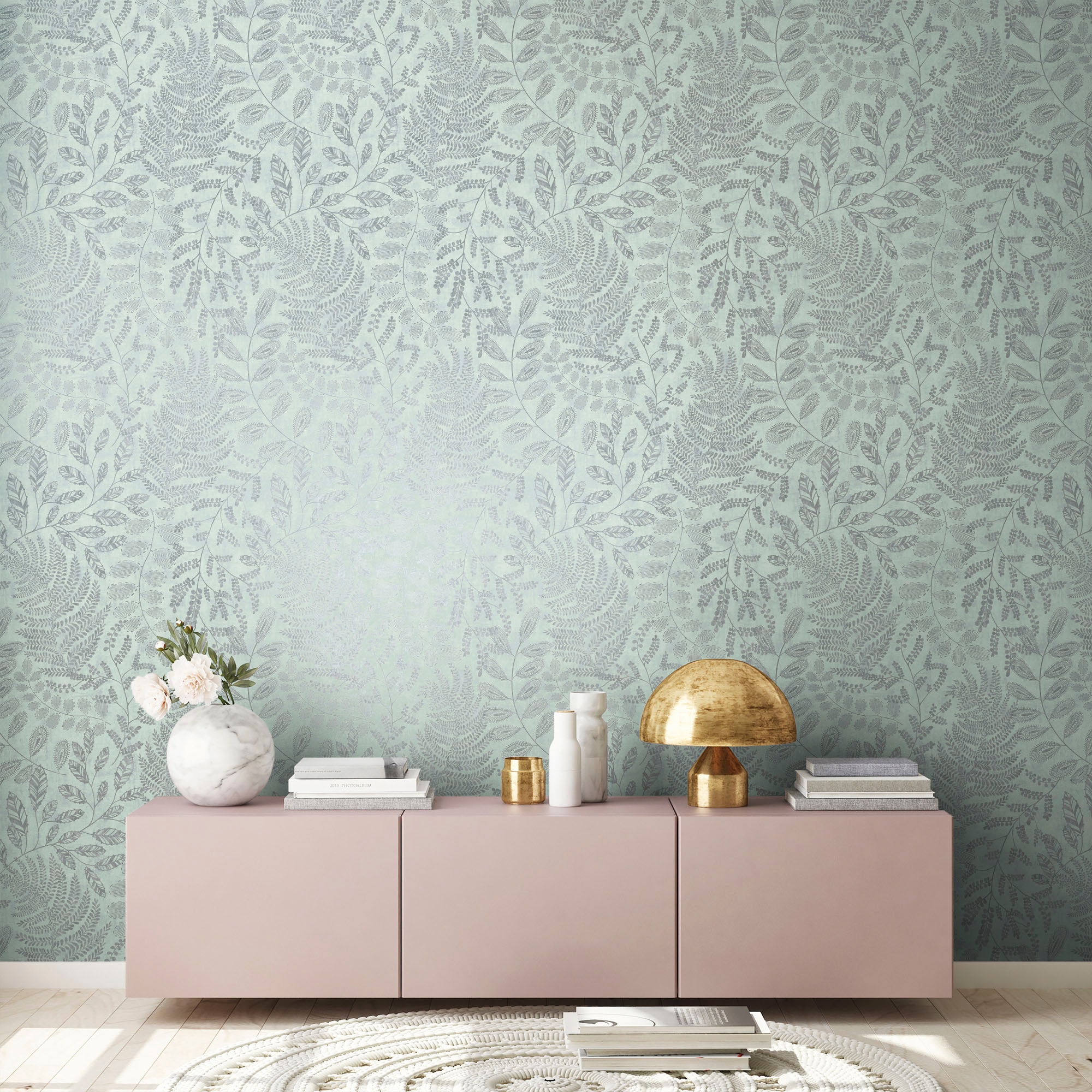 A.S. Création Vliestapete »THE BOS Blätter Floral«, matt-gemustert-neutral, Florale Tapete Tapete Floral Tapeten Wohnzimmer Schlafzimmer Küche