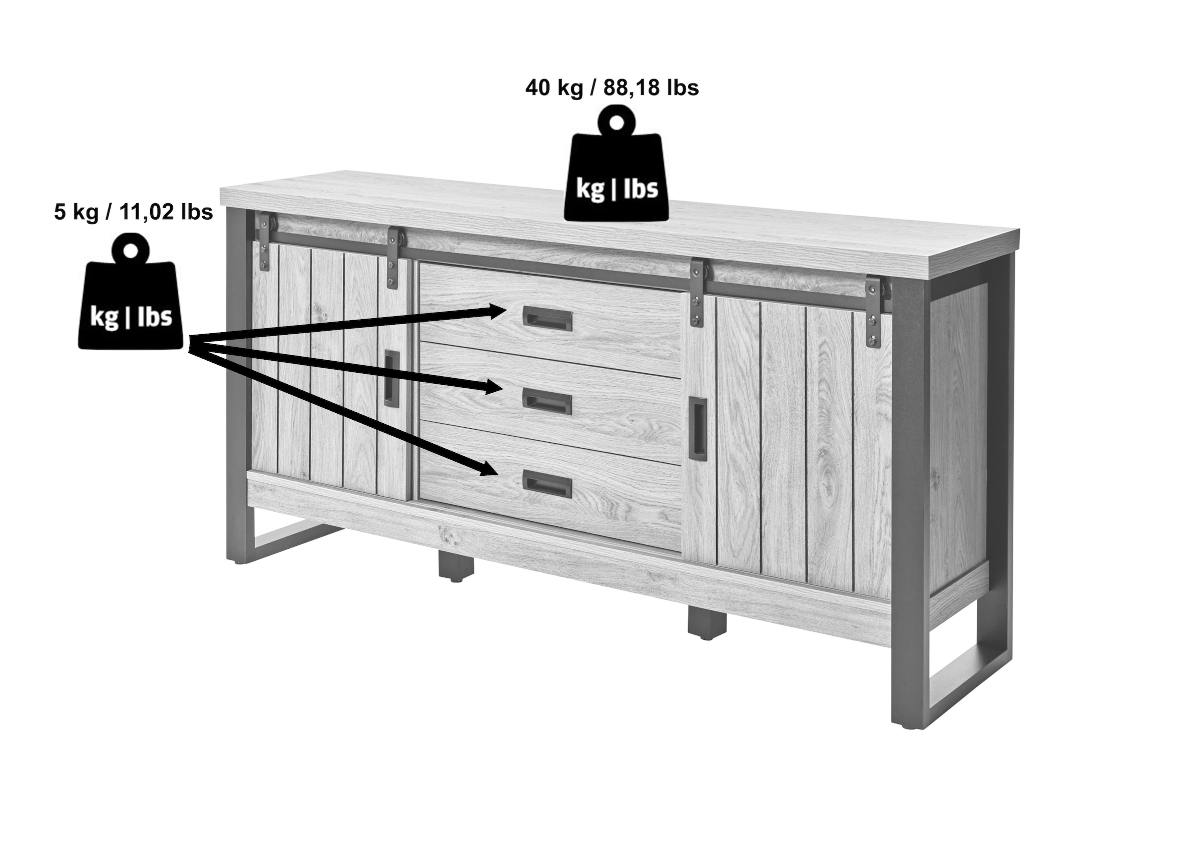 Jahnke Sideboard »SLIDE SBS 150«, (1 St.), Sideboard mit 2 Schiebetüren, Metallgestell, Breite ca. 150cm