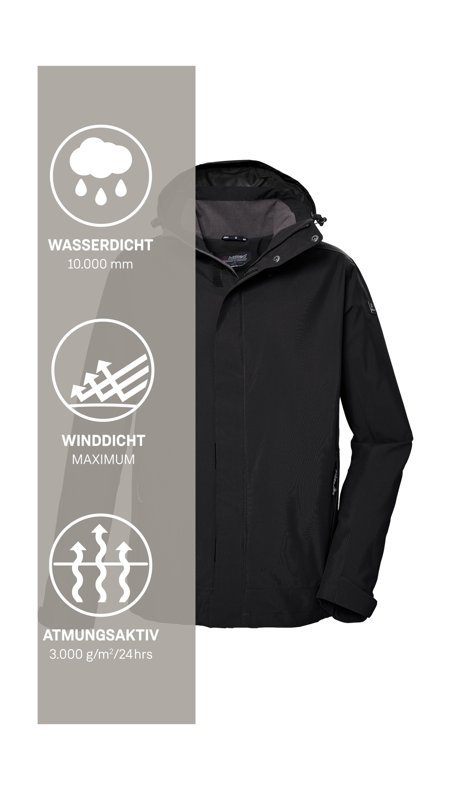 Killtec Funktionsjacke »KOS 87 MN JCKT« Wasser- und winddicht, atmungsaktiv, abnehmbare Kapuze