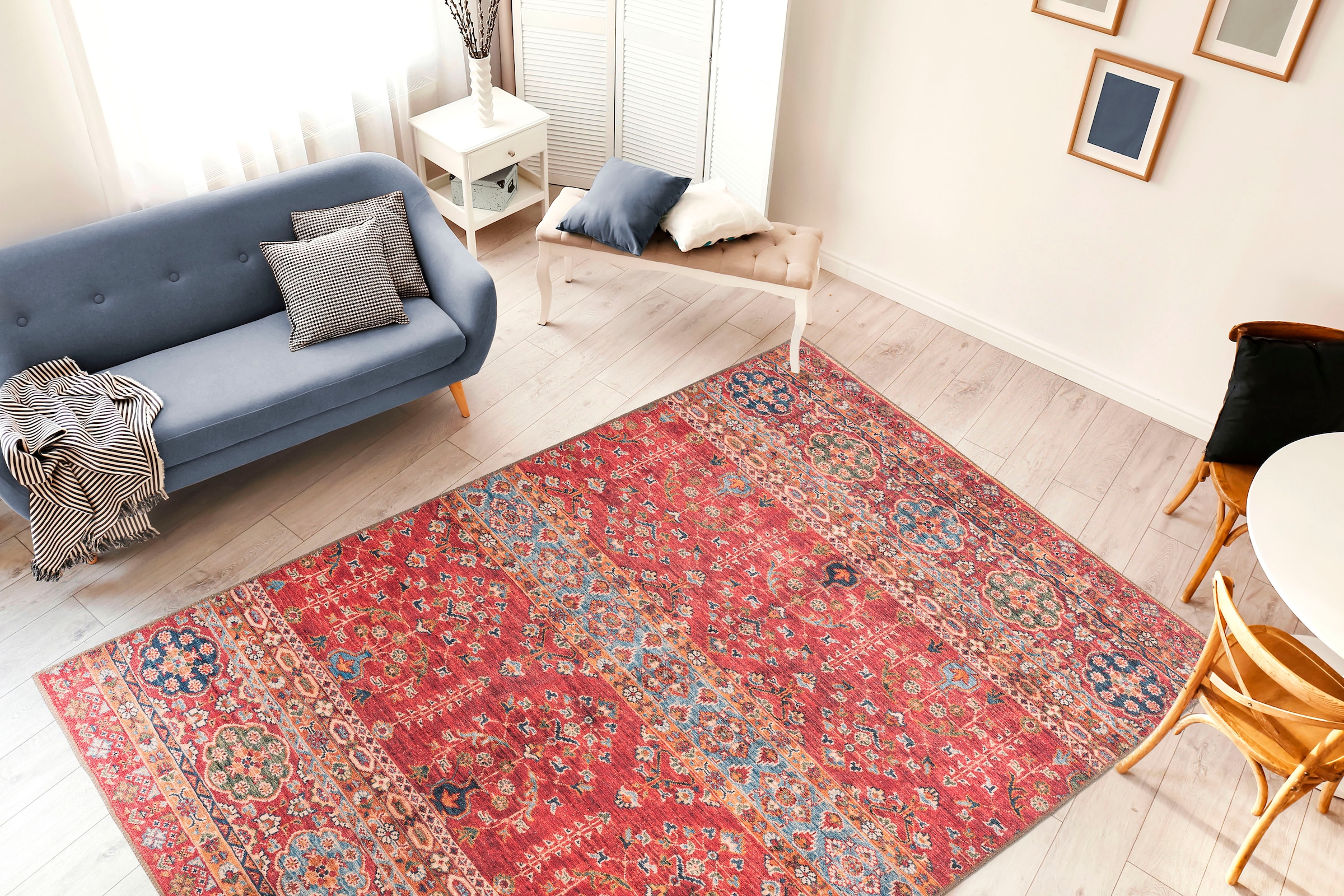 me gusta Teppich »Faye 325«, rechteckig, 6 mm Höhe, Flachgewebe, gedrucktes Motiv, Wohnzimmer, Esszimmer