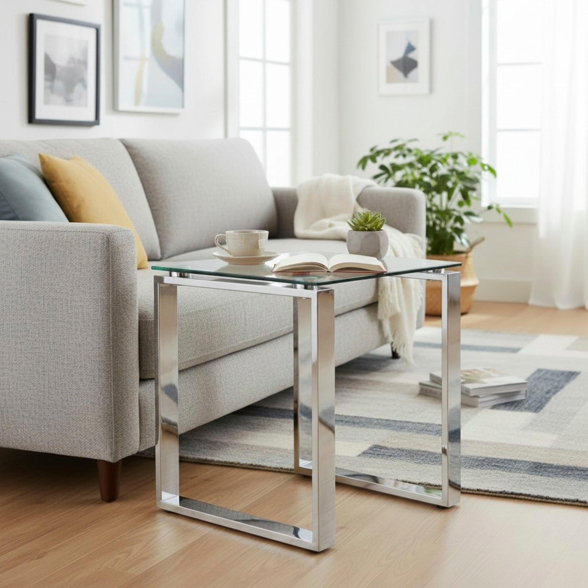 HAKU Beistelltisch »Sofatisch, Wohnzimmertisch« 1 Stk. tlg. quadratisch - aus Metall Silber B/T/H 42/42/45 cm
