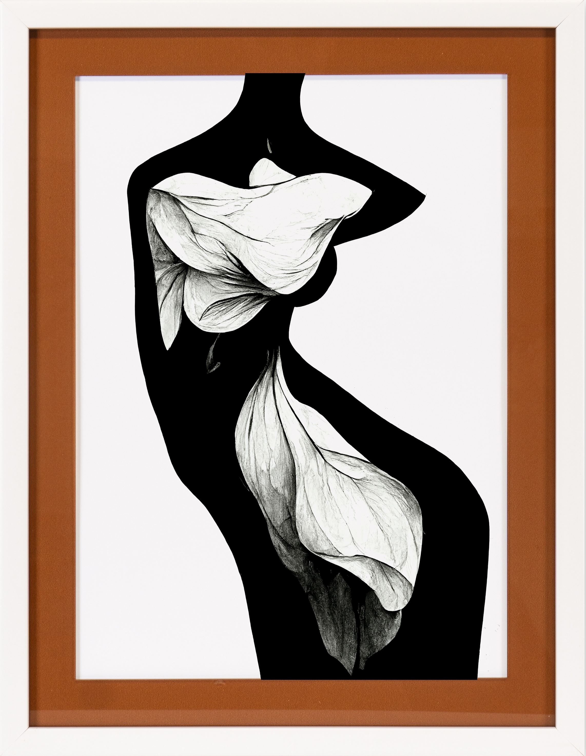 queence Bild mit Rahmen »Frauenkörper, Blume, braun« Bilder von Frauen   Fr günstig online kaufen