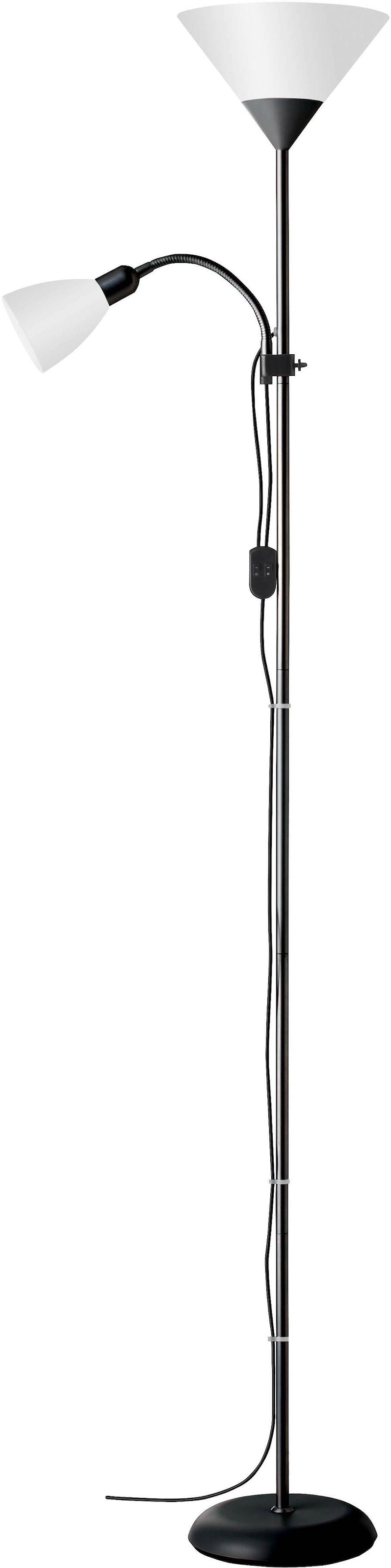 Brilliant Deckenfluter »Spari«, 1 flammig, Leuchtmittel E27-E14 | ohne Leuchtmittel, 180 cm Höhe, Ø 25 cm, E27 + E14, Aluminium/Kunststoff, schwarz/weiß