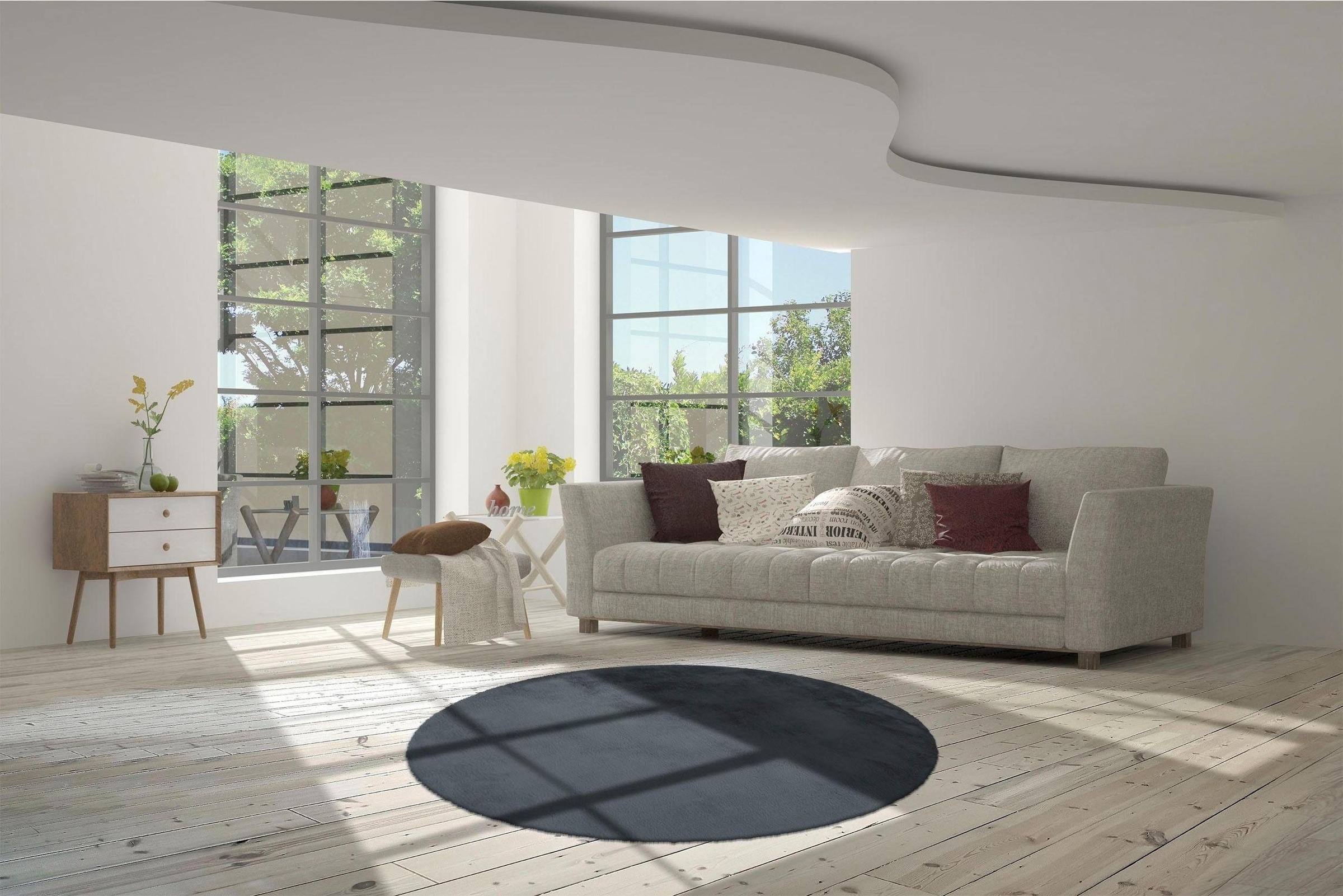 calo-deluxe Fellteppich »Vogesen 212«, rund, 45 mm Höhe, Kunstfell, Wohnzimmer
