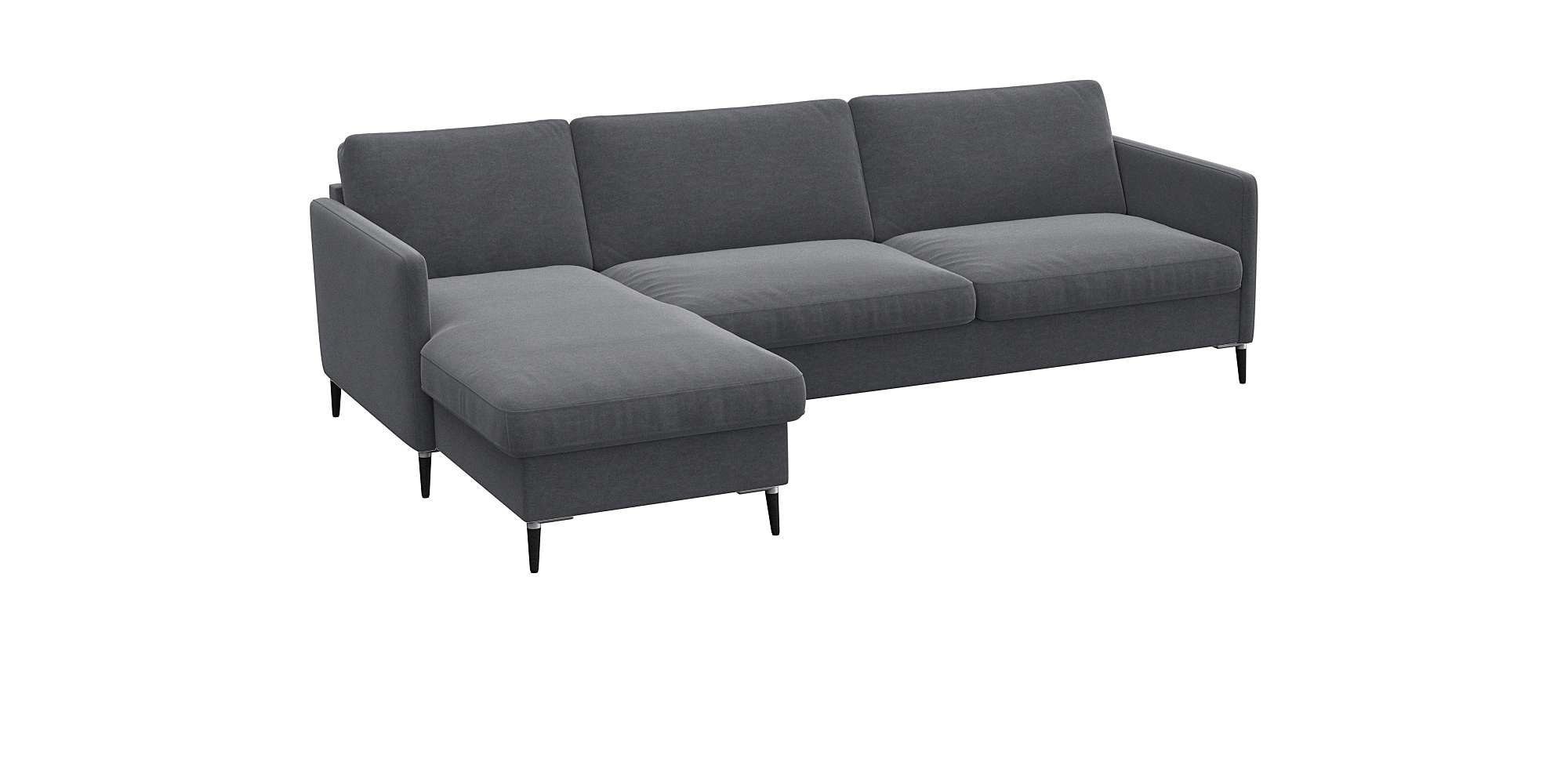 FLEXLUX Ecksofa »Fiore, L-Form«, schmale Armlehnen, Kaltschaum, Füße Alu+schwarz