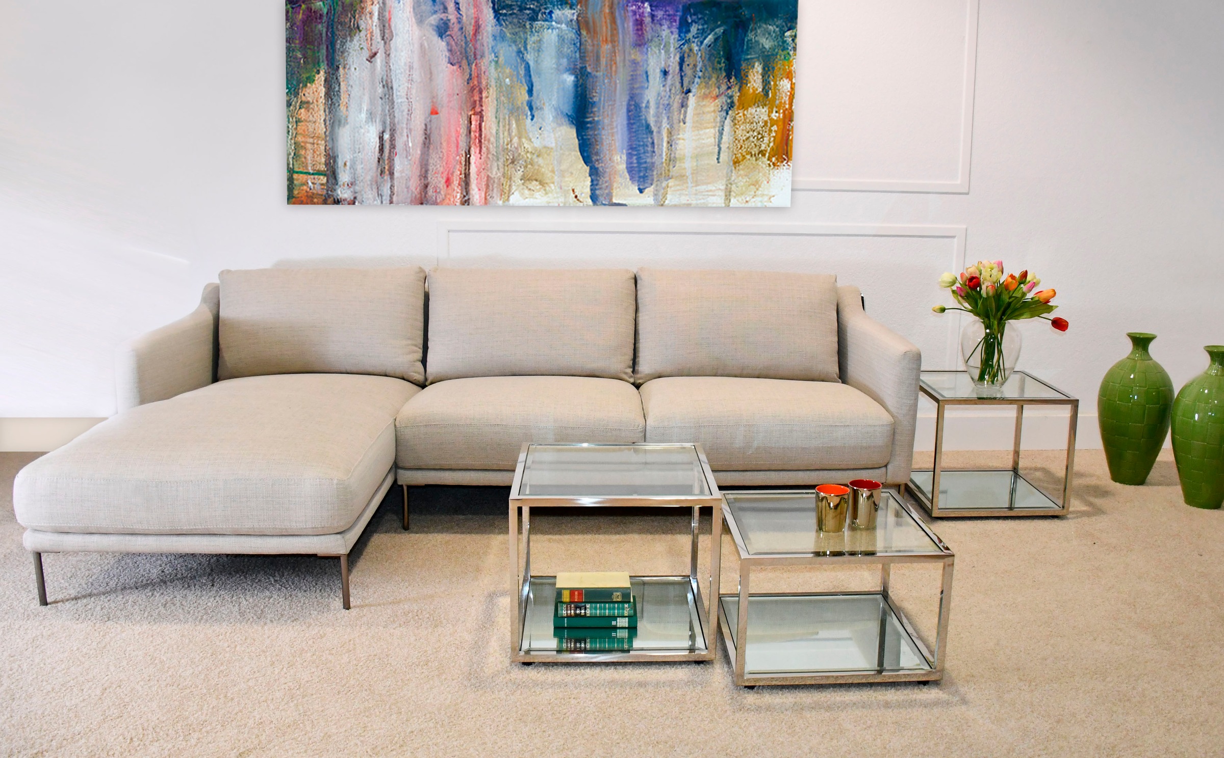 Leonique Ecksofa »Denver« Ecksofa, L-Form links, Stoff beige, abwaschbar, c günstig online kaufen
