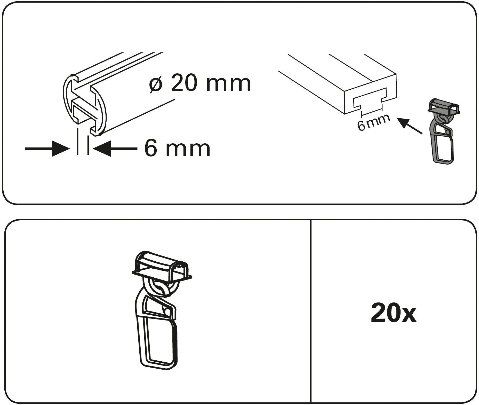 GARDINIA Gardinengleiter »Klickgleiter Maxi mit Faltenlegehaken«, (20 St.), Serie  Einzelprogramm Chicago Ø 20 mm jetzt im %Sale