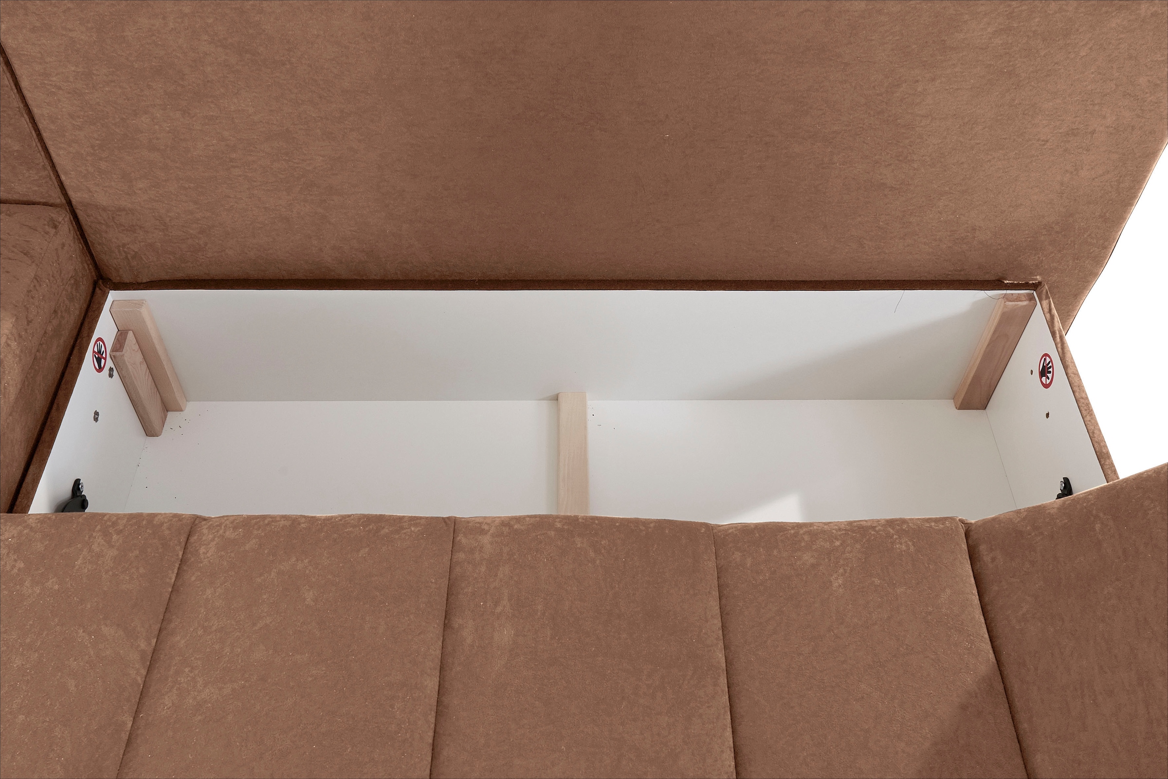 INOSIGN Ecksofa »Imola, elegant und modern, aktuelle Steppung im Sitz, bequem, L-Form«, frei im Raum stellbar, wahlweise mit Bettfunktion und Bettkasten