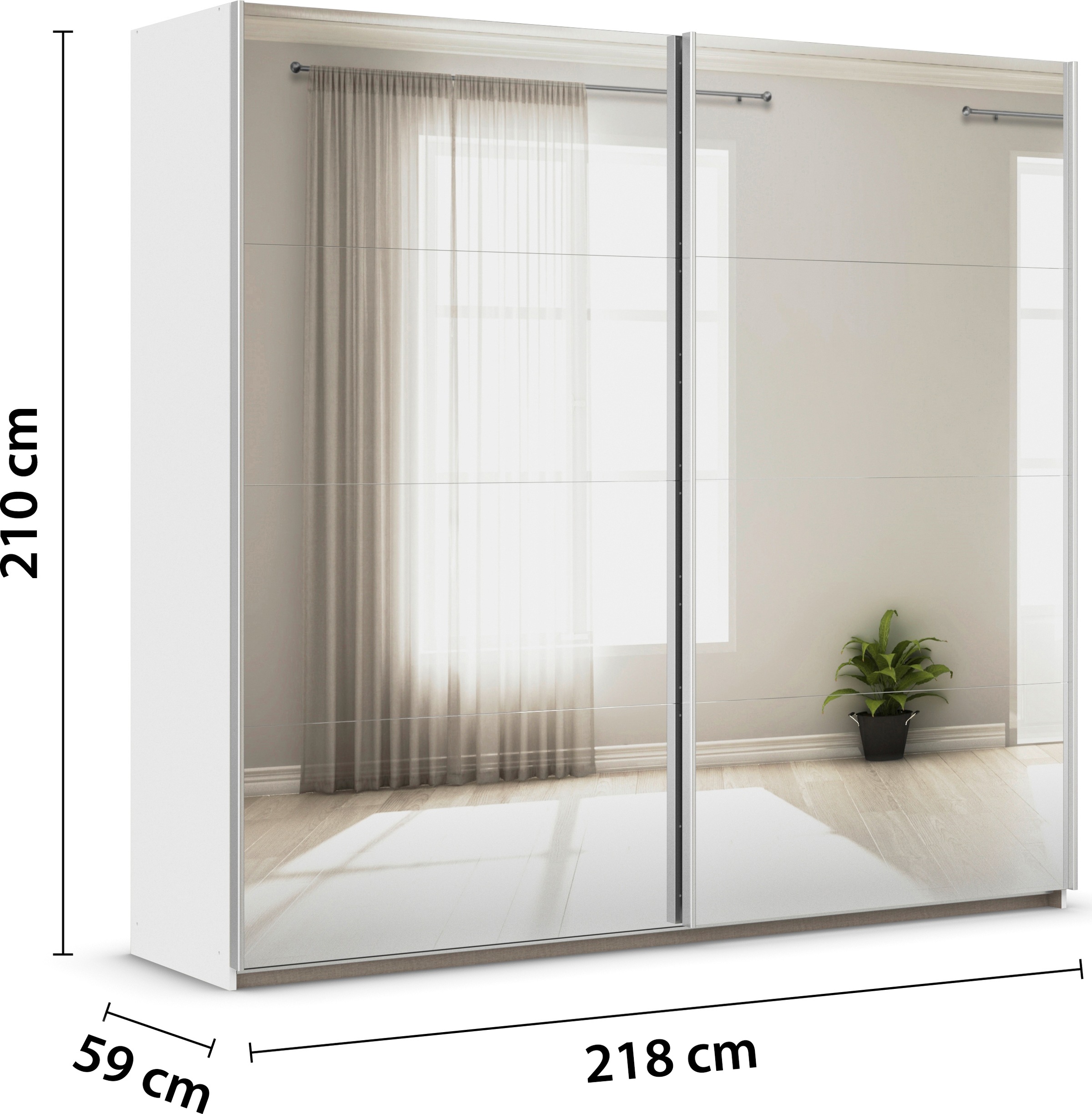 rauch Kleiderschrank »Schwebetürenschrank Schrank Garderobe Wäscheschrank ASTANA« 3 Ausstattungen BASIC/CLASSIC/PREMIUM, B/H/T: 218/210/59 cm, 