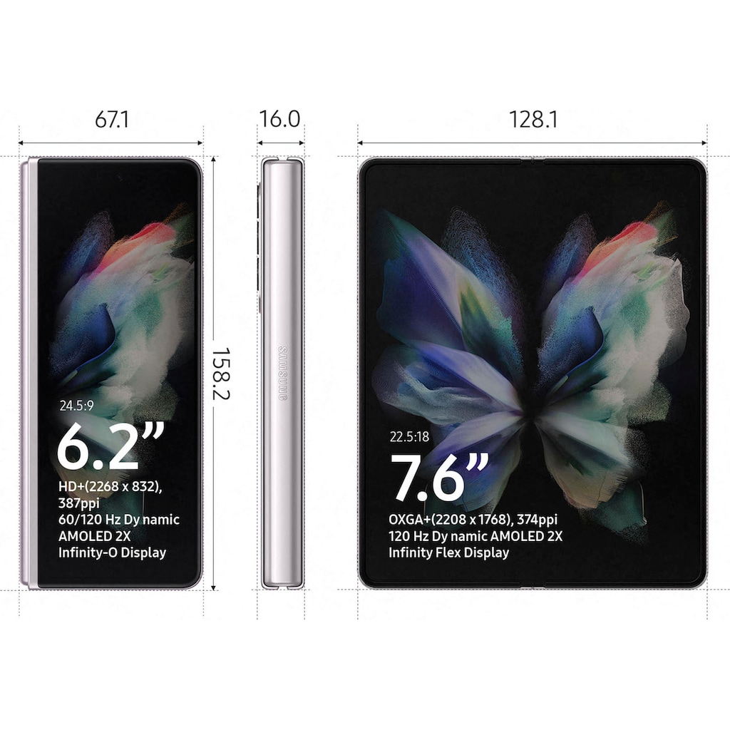 Samsung Smartphone »Galaxy Z Fold 3, 5G 512GB«, Phantom Silver, (19,19 cm/7,6 Zoll, 512 GB Speicherplatz, 12 MP Kamera)