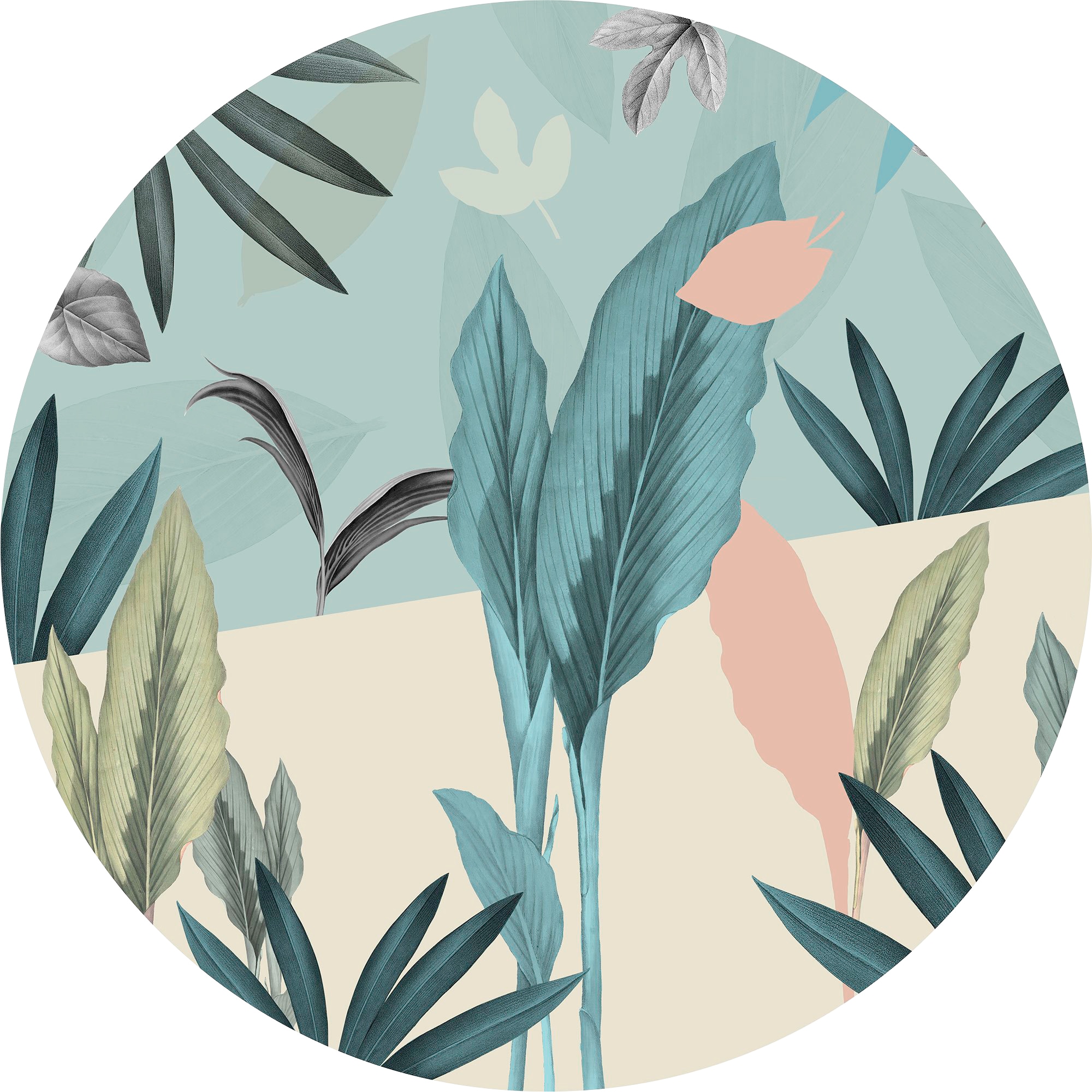 Komar Fototapete »Vlies selbstklebend - Pale Leaves - Größe 125 x 125 cm«, günstig online kaufen