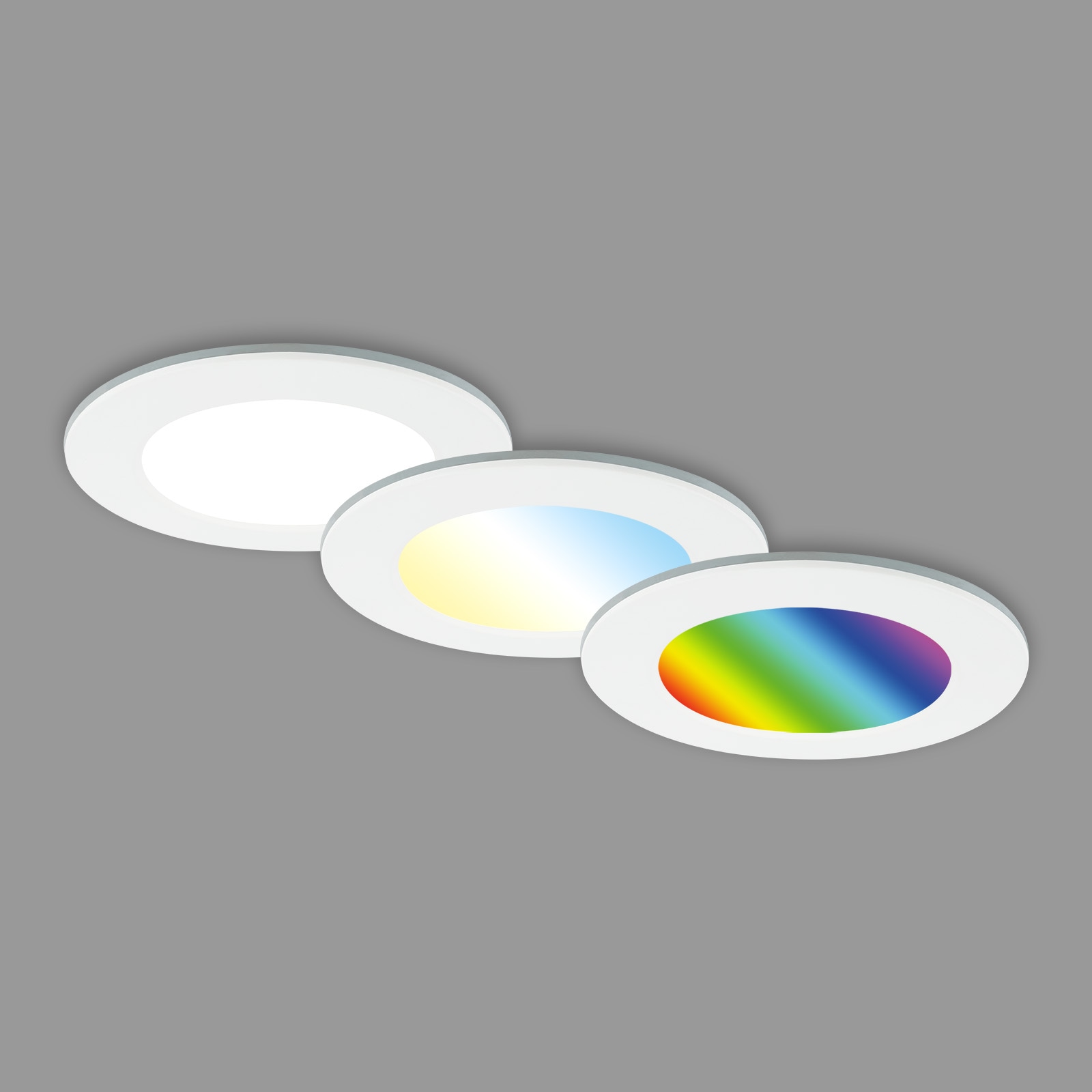 Briloner Leuchten LED Einbauleuchte »3er Set LED Einbauleuchten RGB-CCT, weiß«, 3er Set LED Einbauleuchten, RGB CCT, Einbaustrahler Bad, Bad IP65