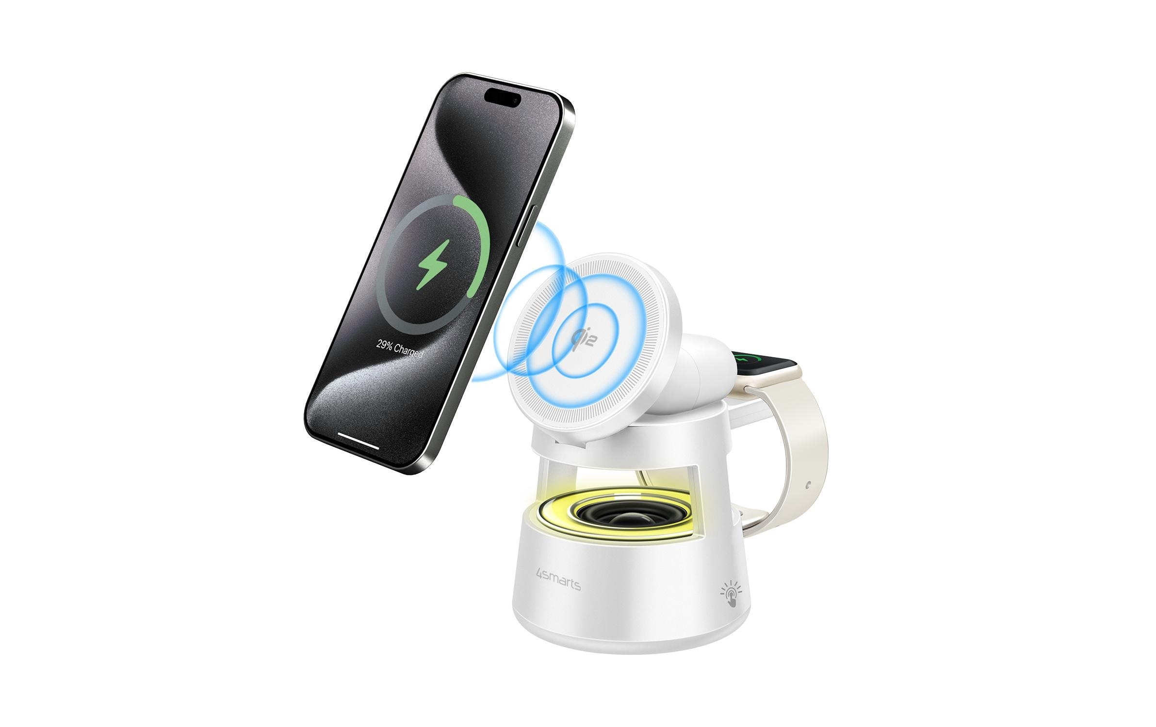 4smarts Wireless Charger »Aura Sound« Magnetische Befestigung, Qi-Ladegerät, UltiMag-Ring im Set enthalten