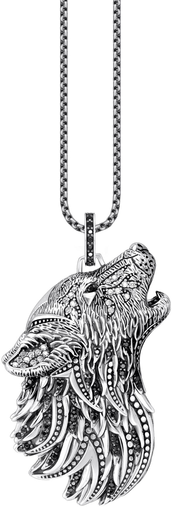 THOMAS SABO Kettenanhänger »Wolf-Profil, PE966-643-21«, mit Zirkonia (synth.)