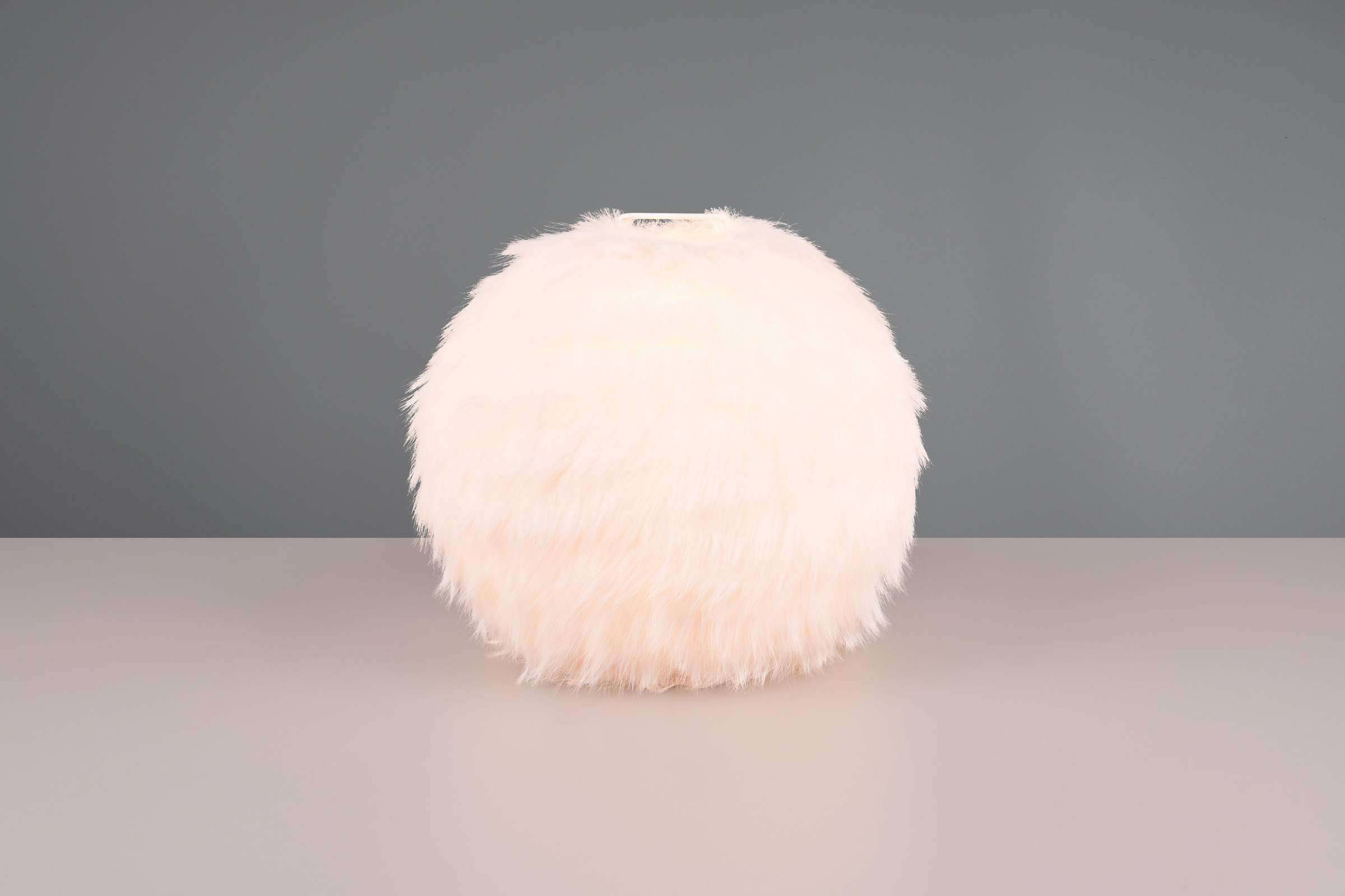 REALITY Leuchten Schreibtischlampe »FURRY, Tischleuchte m. Plüsch Lampenschirm Höhe 24cm Ø 30cm, Schalter«, 1 flammig, Leuchtmittel E14 | Leuchtmittel wechselbar, exkl 1xE14 max 10W Plüsch Nachttischlampe weiß Schlafzimmer Wohnzimmer