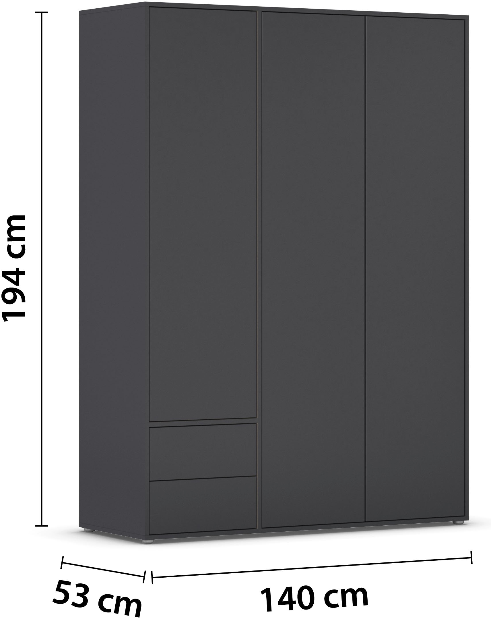 rauch Drehtürenschrank »Kleiderschrank Schrank Garderobe Wäscheschrank NABILA viel Stauraum«, (in 3 verschiedenen Ausstattungen BASIC/CLASSIC/PREMIUM), mit 2 Schubladen und Push-to-Open Funktion TOPSELLER MADE IN GERMANY
