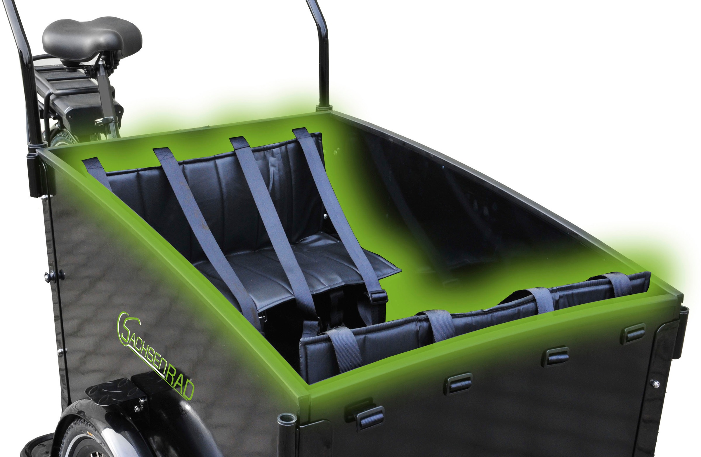 SachsenRad »T1« 7 Gang Shimano Shimano 7-Gang-Kettenschaltung Schaltwerk Kettenschaltung Heckmotor 250 W Alarmanlage, Holz-Transportbox, Mitgelieferte Regenabdeckung