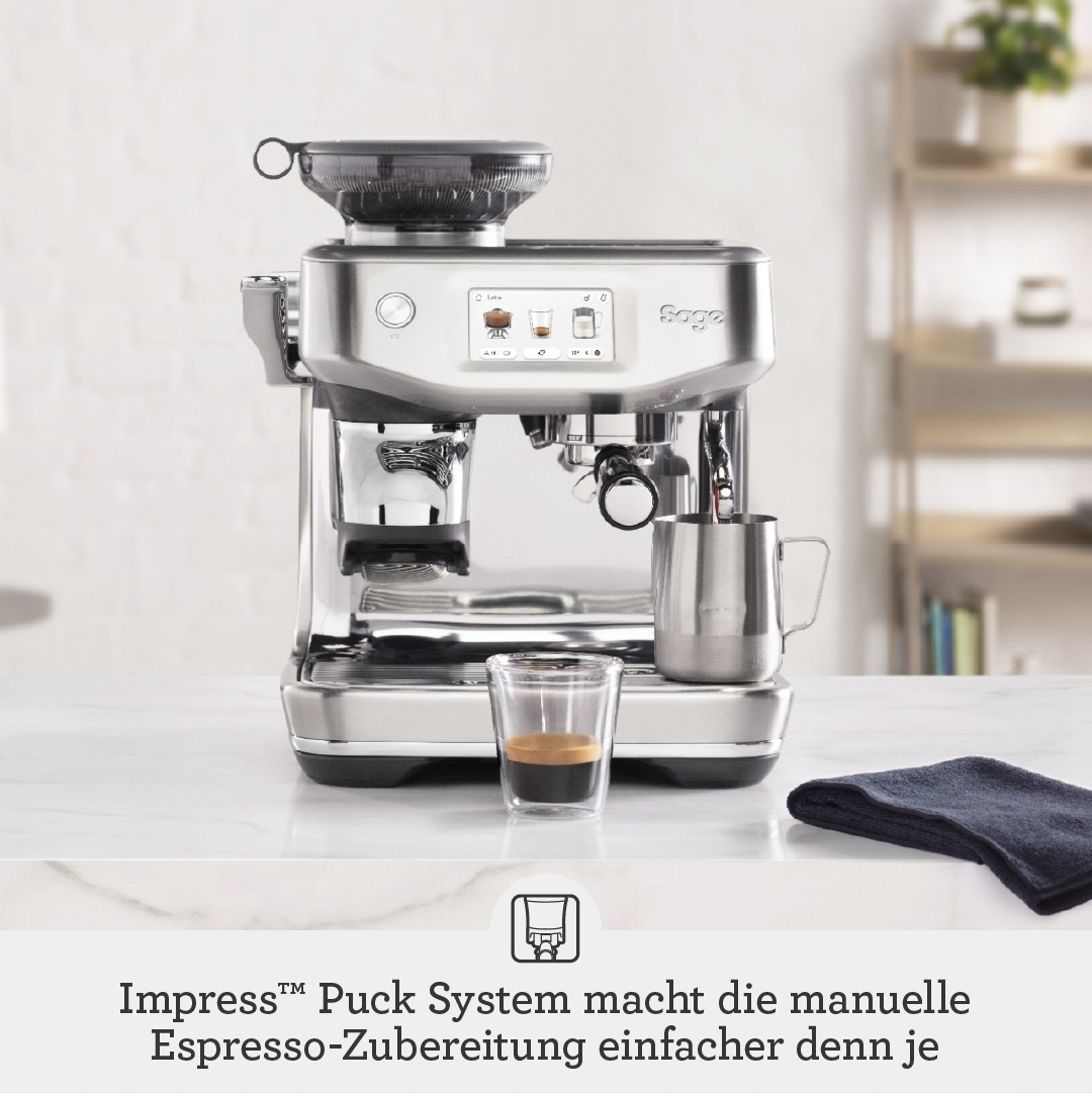 Sage Espressomaschine »Barista Touch Impress SES882BSS, mit Cold Brew und kaltem Espresso«, Barista-Anleitung, Einstellungen für Milchalternativen