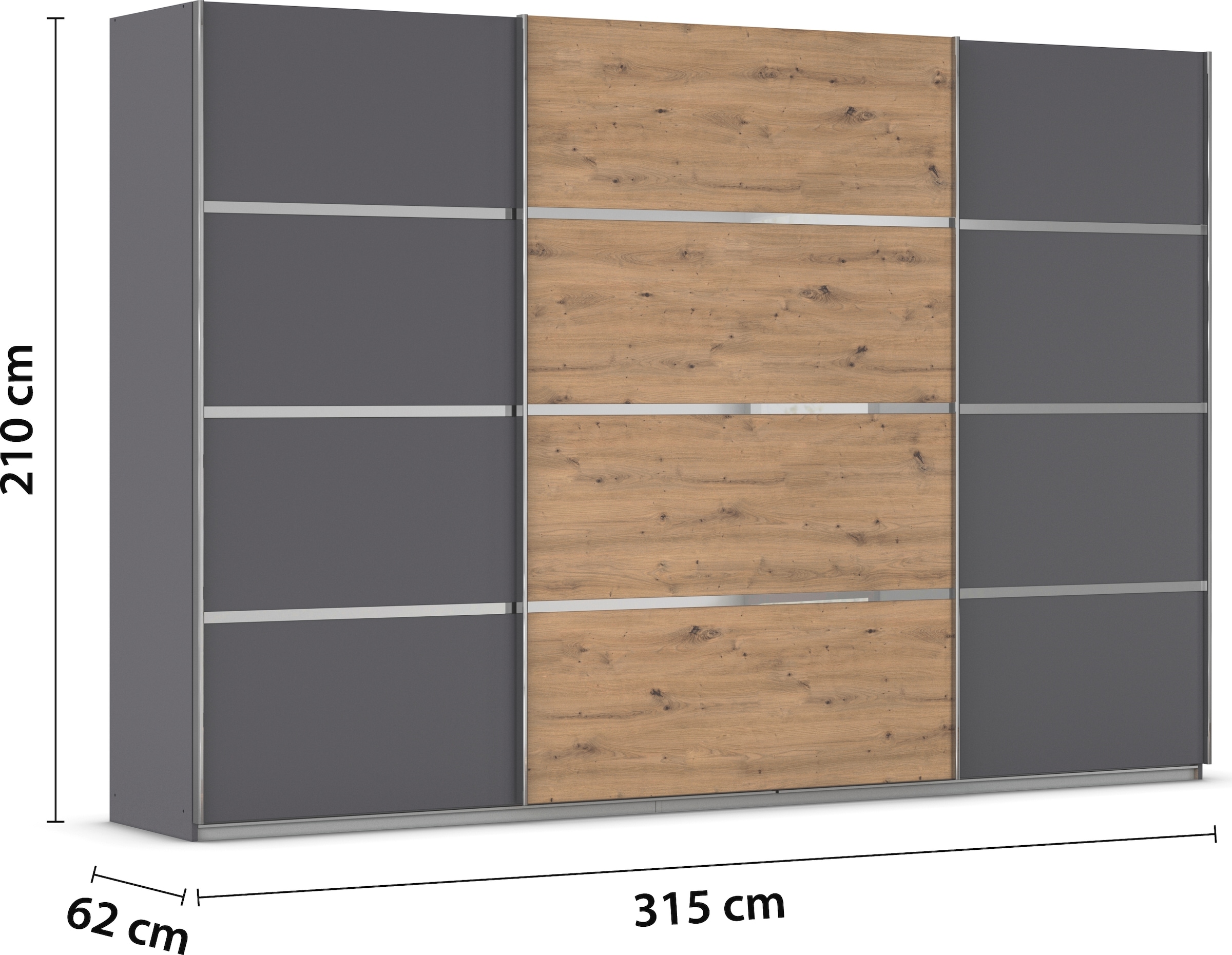 rauch Kleiderschrank »Schwebetürenschrank OTTO´s Choice Garderobe Schrank TOP ANGEBOT Avola«, (in 3 verschiedenen Ausstattungen BASIC/CLASSIC/PREMIUM), mit eleganten Zierleisten in Chrom, Schwarz oder Weiß MADE IN GERMANY