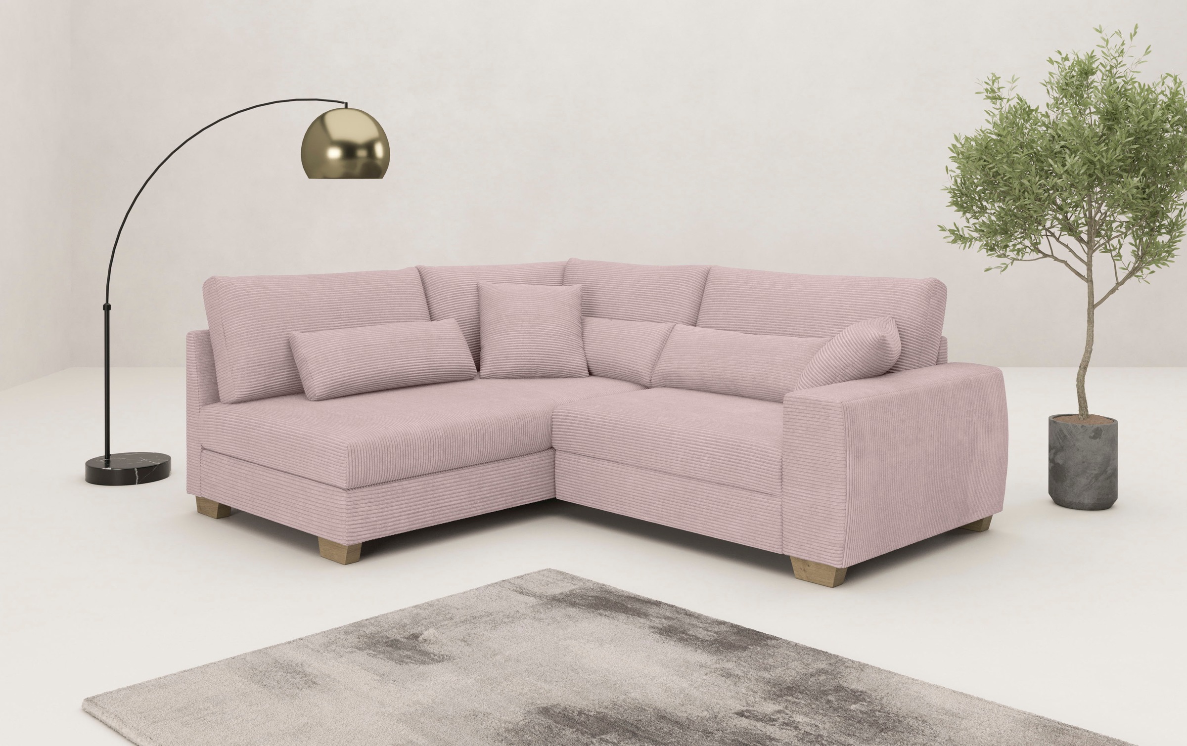 Mr. Couch Ecksofa »Hilla L-Form« Mit Federkern, wahlweise mit Bettfunktion günstig online kaufen