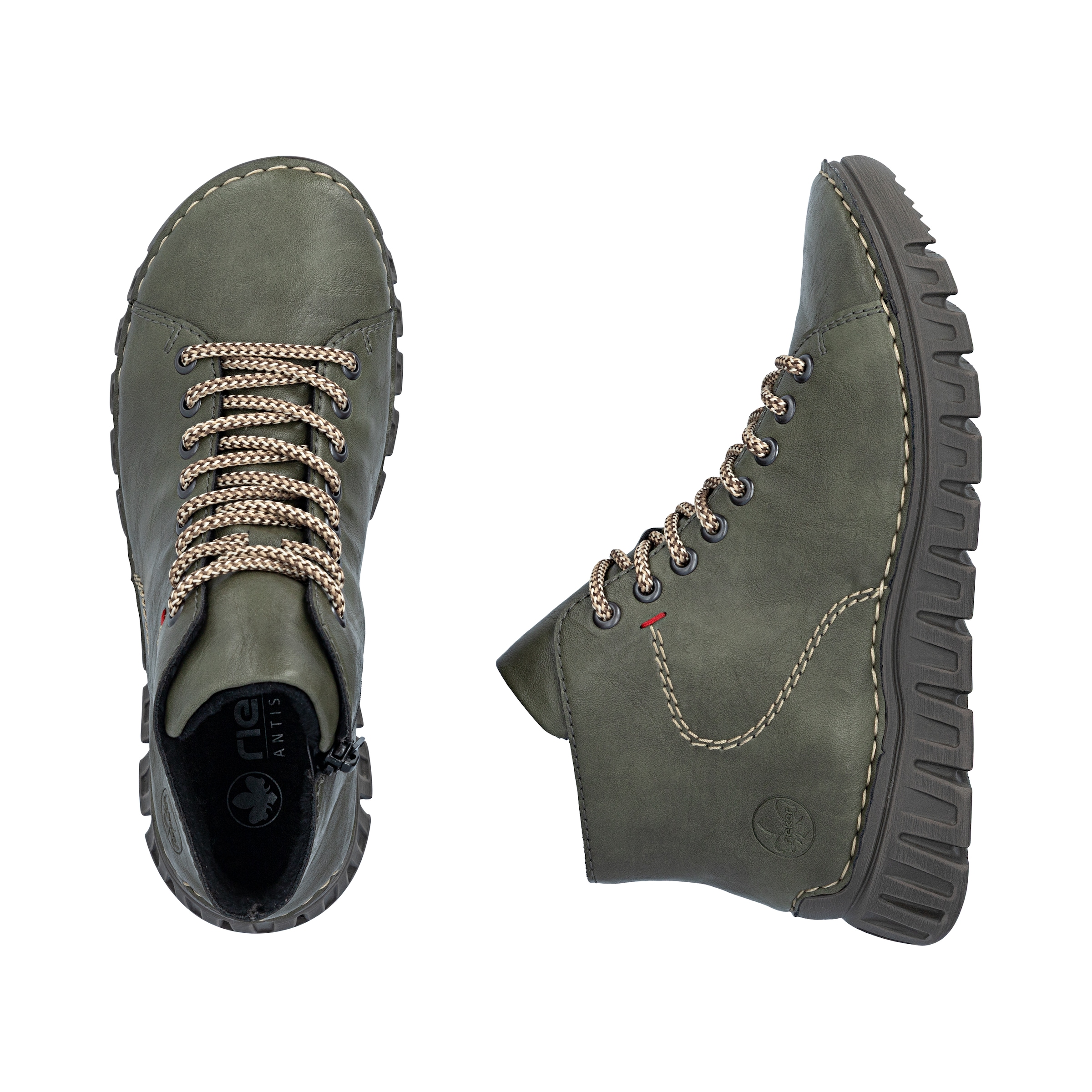 Rieker Schnürboots  Casual-Boots, Stiefelette, Plateauboots mit Kontrastnähten