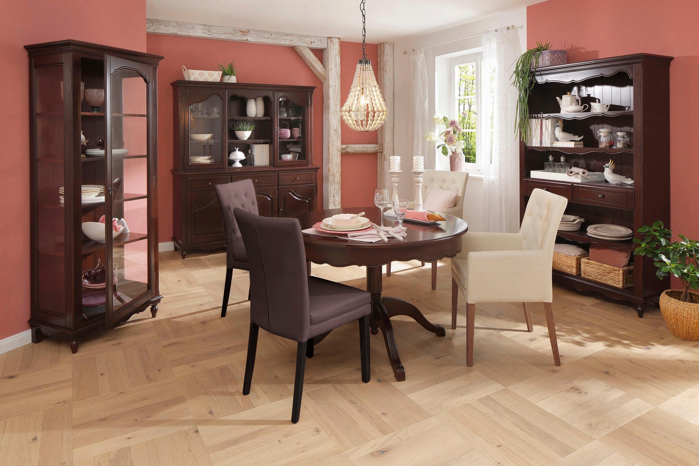 Home affaire 4-Fußstuhl »Colorado«, (Set), 6 St., Kunstleder, Beine aus Buche, wengefarben lackiert, Im 2er, 4er oder 6er-Set