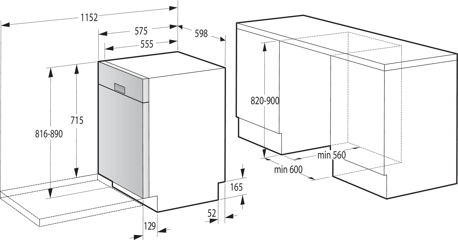 GORENJE Unterbaugeschirrspüler »GU 642 D60«, GU 642 D60X, 9,7 l, 14 Maßgedecke