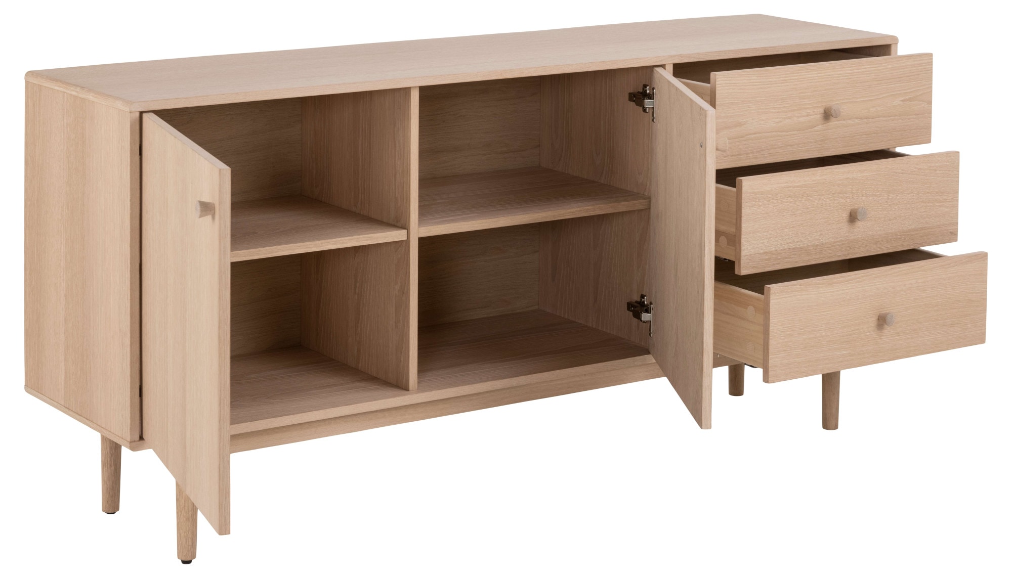 ACTONA GROUP Sideboard »Aston«, Eiche/furnier, 2 Türen, 2 Böden, 3 Schubladen, 160 cm