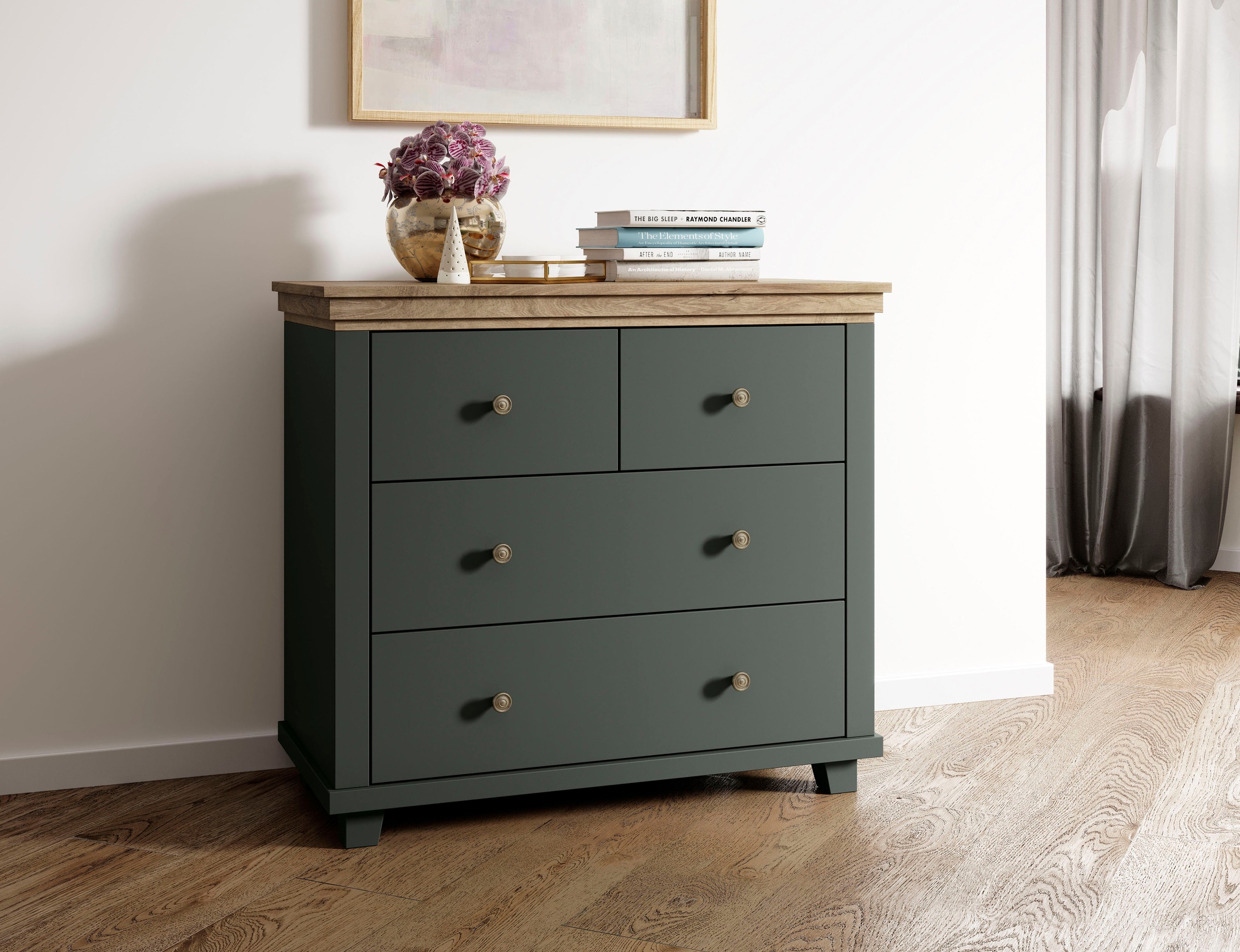 Home affaire Schubkastenkommode »Evora mit 4 Schubladen, 90x42x80,5 cm (BxT günstig online kaufen