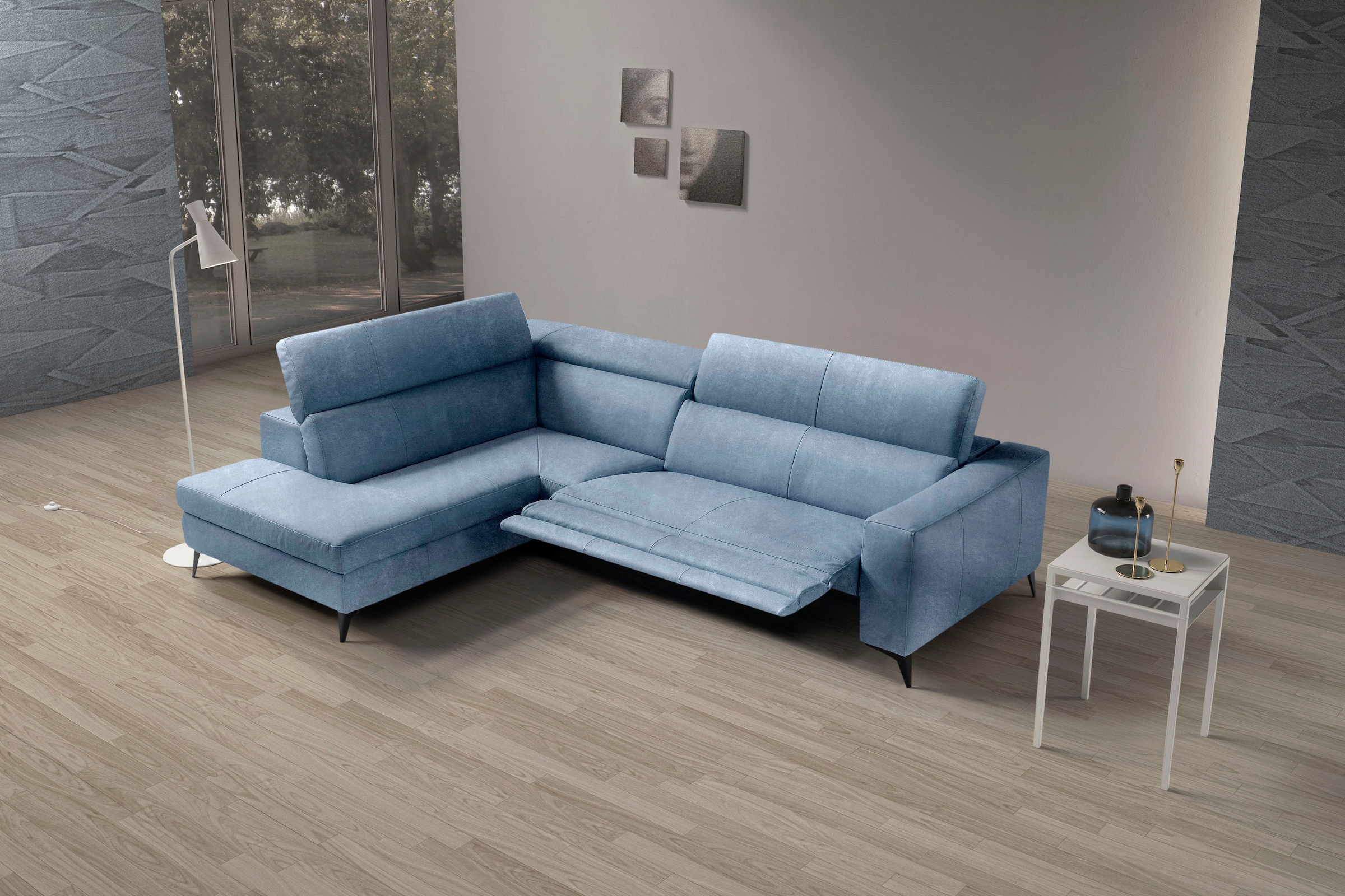 Egoitaliano Ecksofa »Edith, Designsofa mit hohem Sitzkomfort, Breite 269cm, L-Form« inkl. elektrischer Relaxfunktion und manuell verstellbaren Kopfteilen