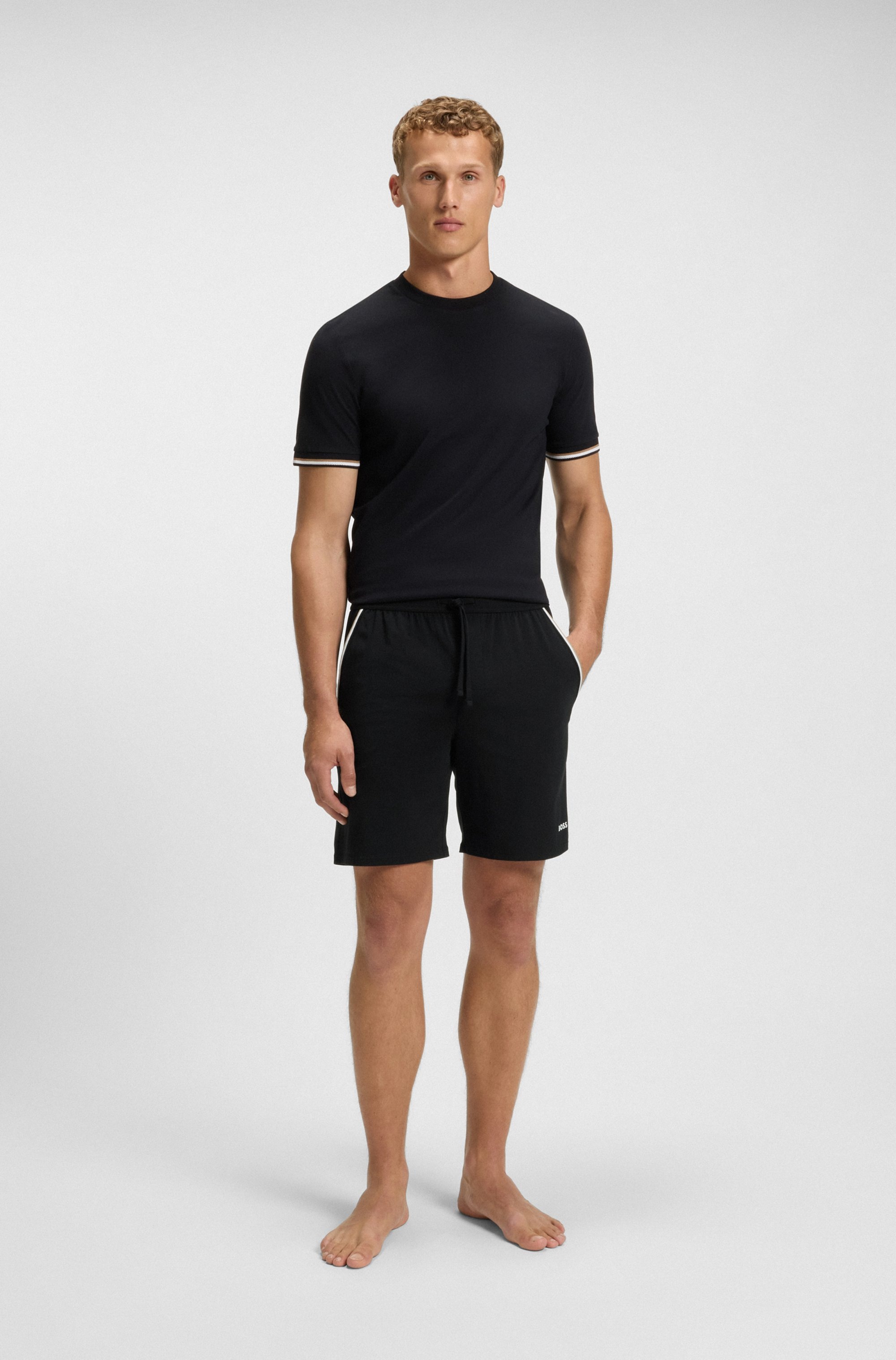 BOSS Pyjamashorts »Unique«, aus elastischer Baumwolle mit Tape-Details
