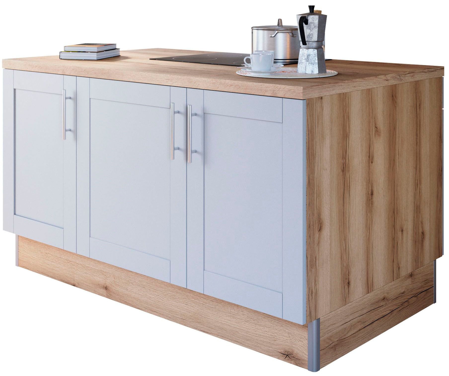 OPTIFIT Kochinsel »Ahus«, Kücheninsel, Breite 160 cm, wahlw. mit E-Gerät, Soft Close Funktion